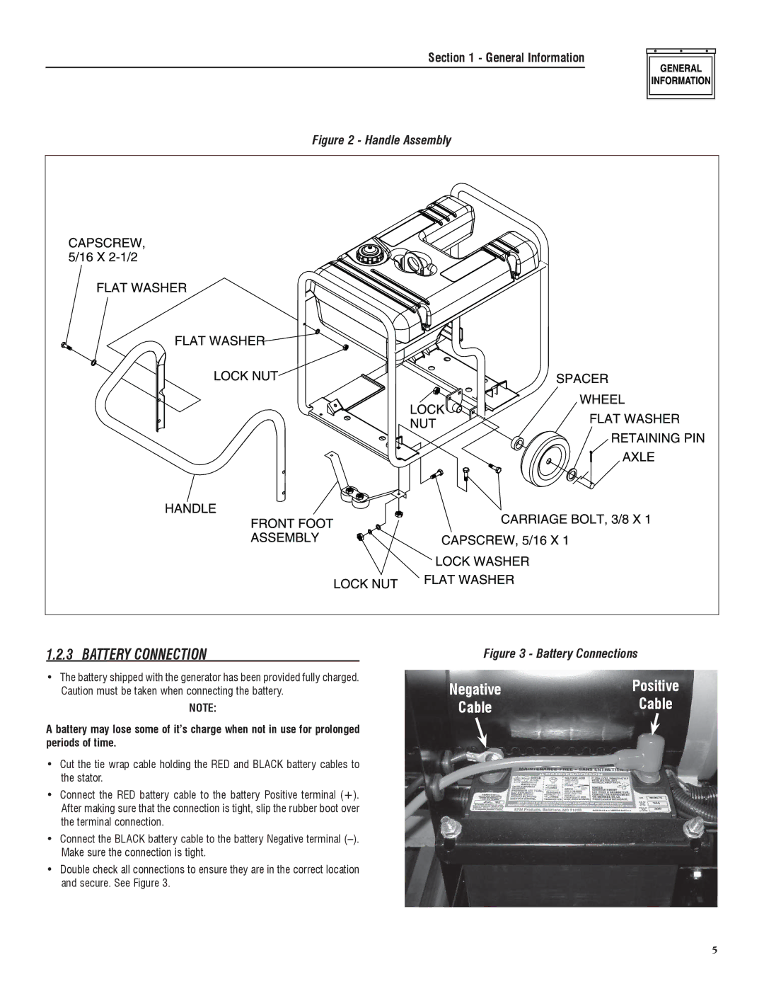 Sears 005734-0, 005735-0 manual Battery Connection, Handle Assembly 