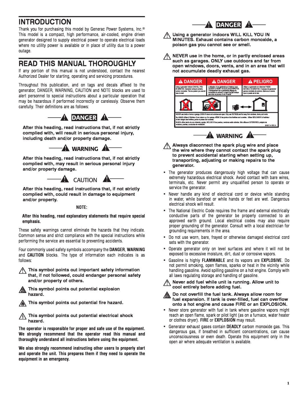 Sears 005734-0 Introduction, Read This Manual Thoroughly, Danger,  This symbol points out potential explosion hazard 
