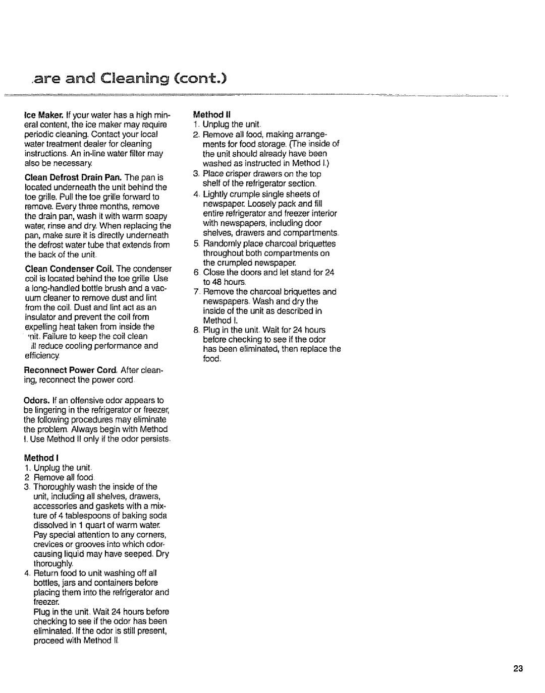 Sears 10062603 manual are and Cleaning cont, Method 