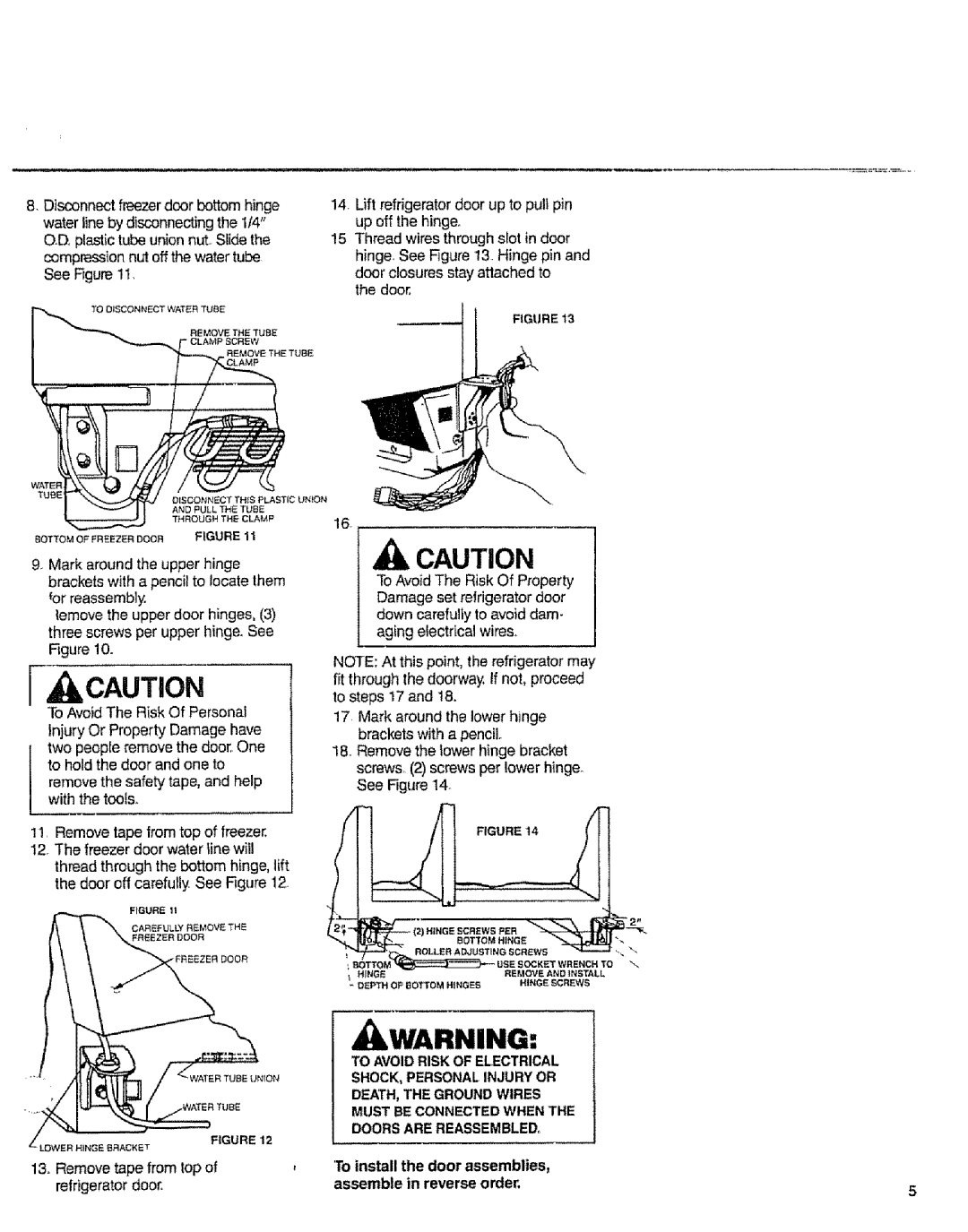 Sears 10062603 manual IkWARNING, CAUTmON, Remove tape from top of, Toinstall the door assemblies 