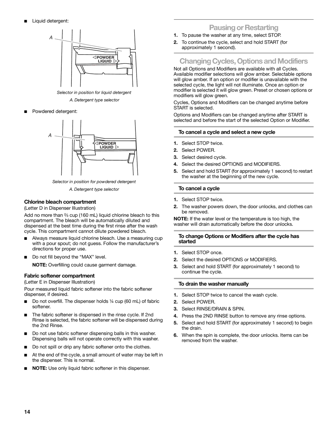 Sears 110.4997, 110.4996 manual Pausing or Restarting 