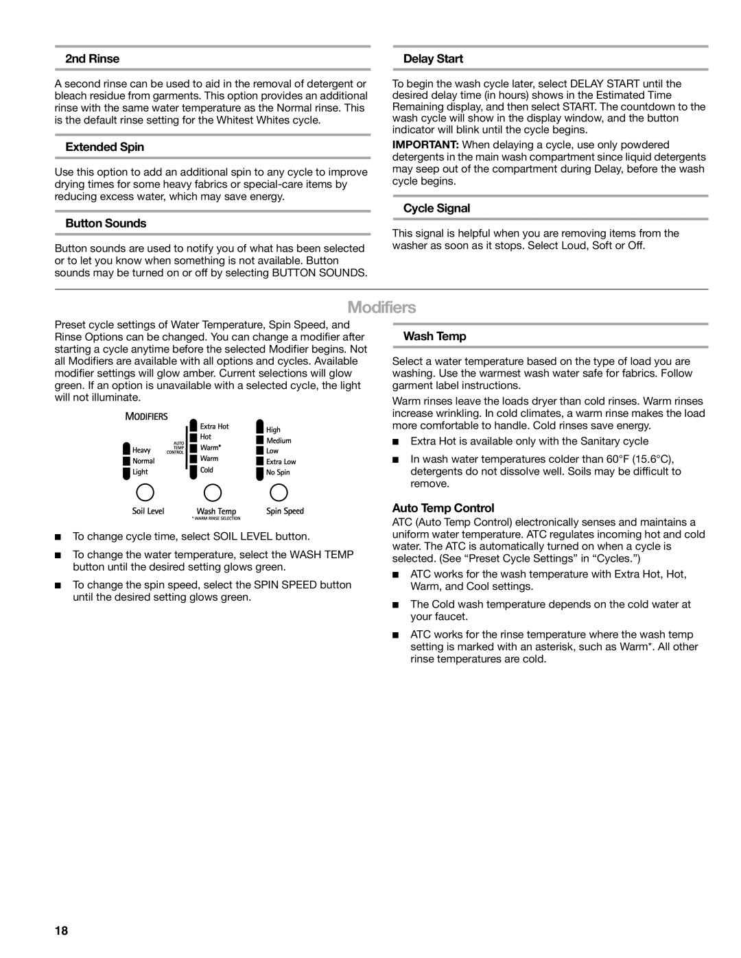 Sears 110.4997, 110.4996 manual Modifiers 