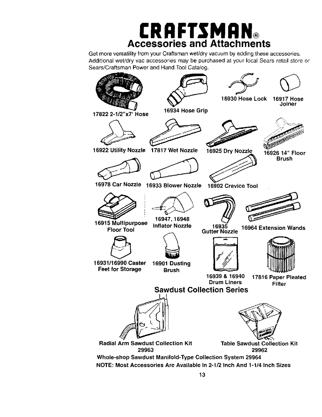 Sears 113.177035 owner manual Accessories and Attachments 