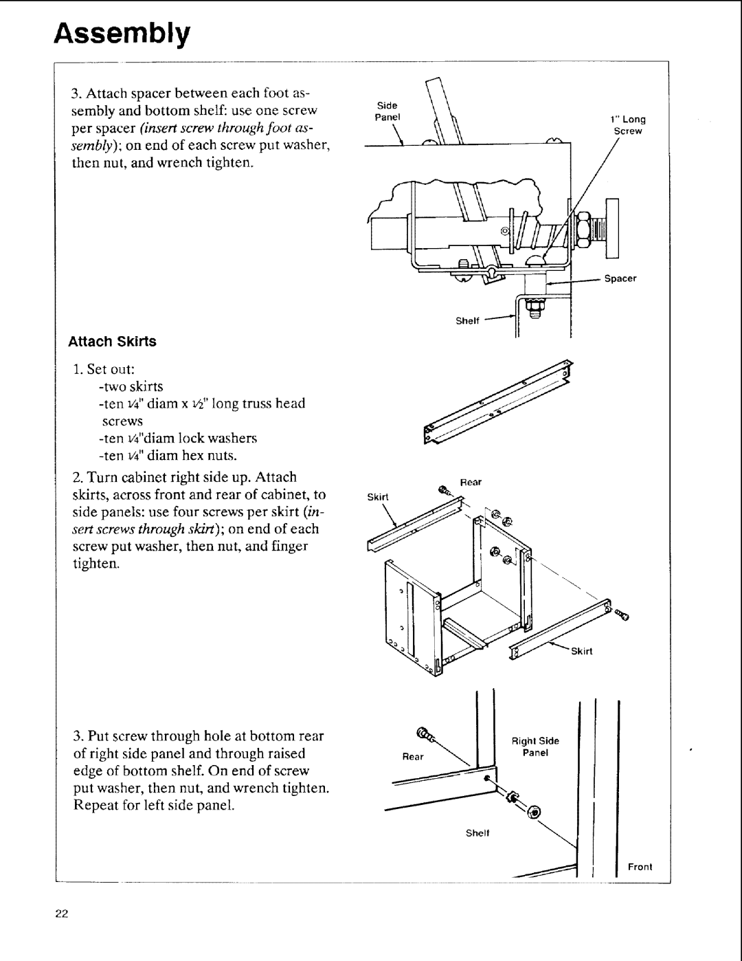 Sears 113.197511, 113.197611, 113.197411 owner manual Attach Skirts 