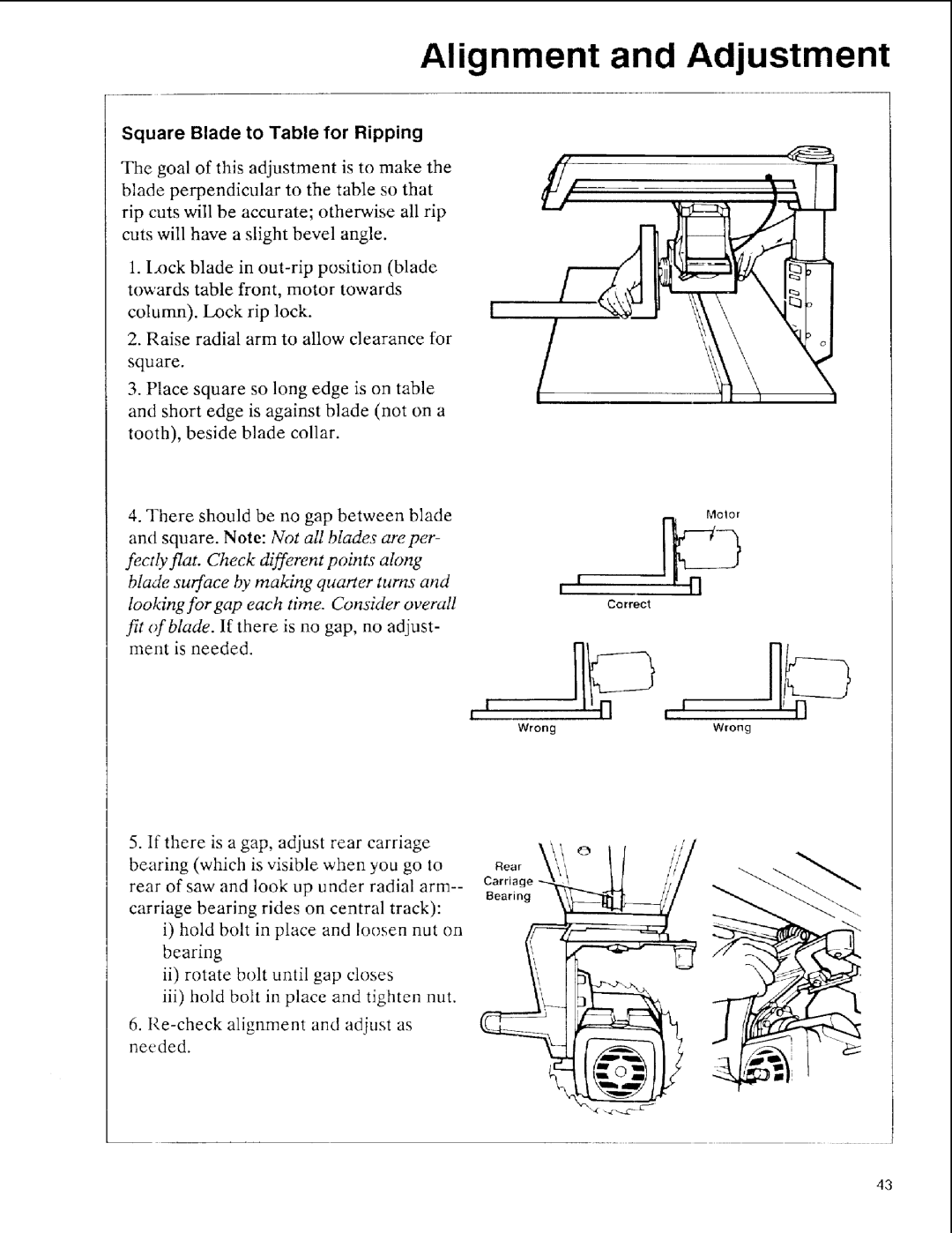 Sears 113.197511, 113.197611, 113.197411 owner manual Square Blade to Table for Ripping 