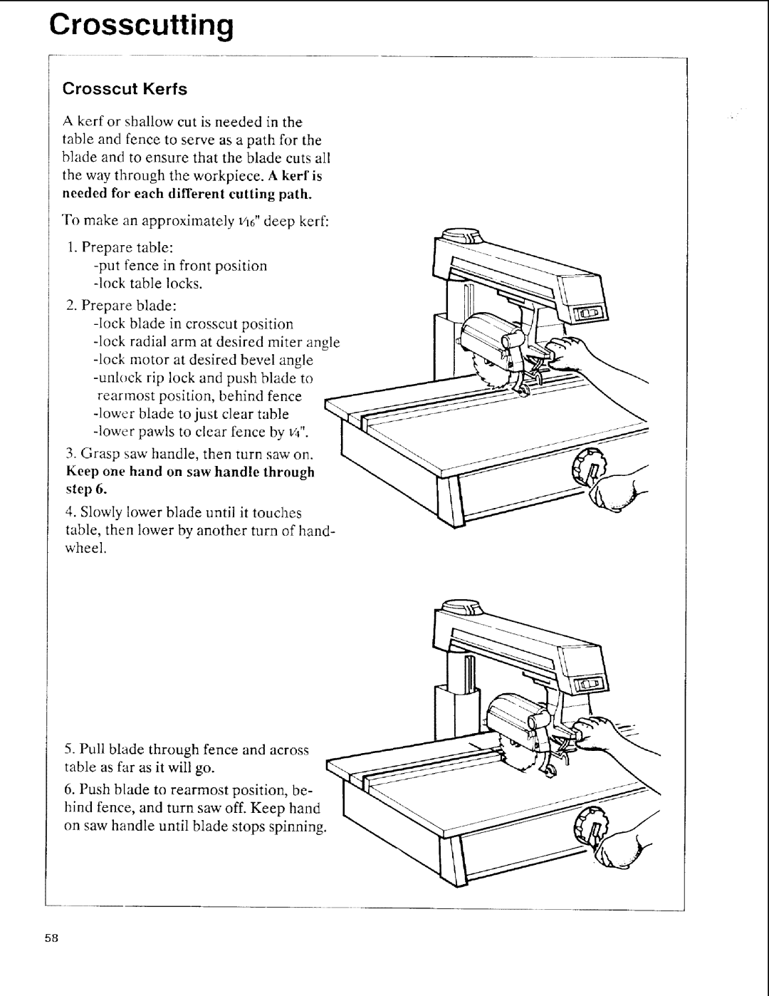 Sears 113.197511, 113.197611, 113.197411 owner manual Crosscuttin, Crosscut Kerfs 