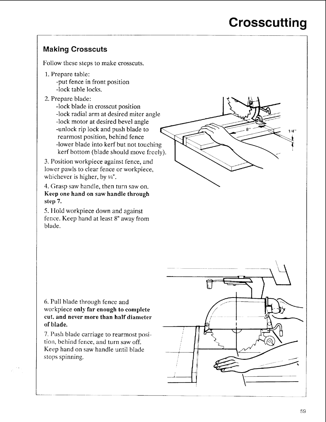 Sears 113.197411, 113.197611, 113.197511 owner manual Making Crosscuts, Step 