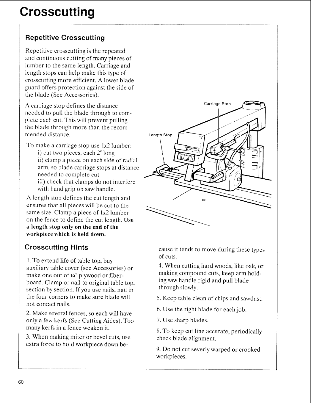 Sears 113.197611, 113.197511, 113.197411 owner manual Repetitive Crosscutting 