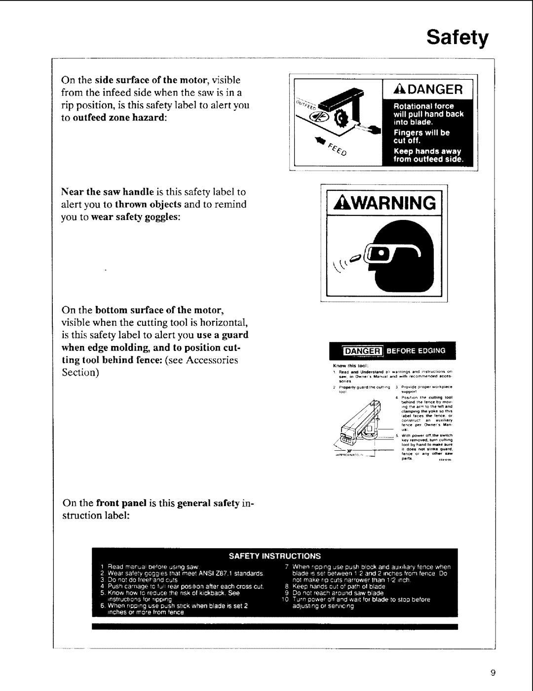 Sears 113.197611, 113.197511, 113.197411 owner manual Safety 