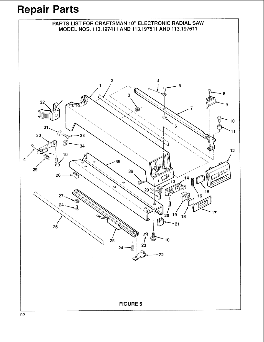 Sears 113.197411, 113.197611, 113.197511 owner manual Repair Parts 