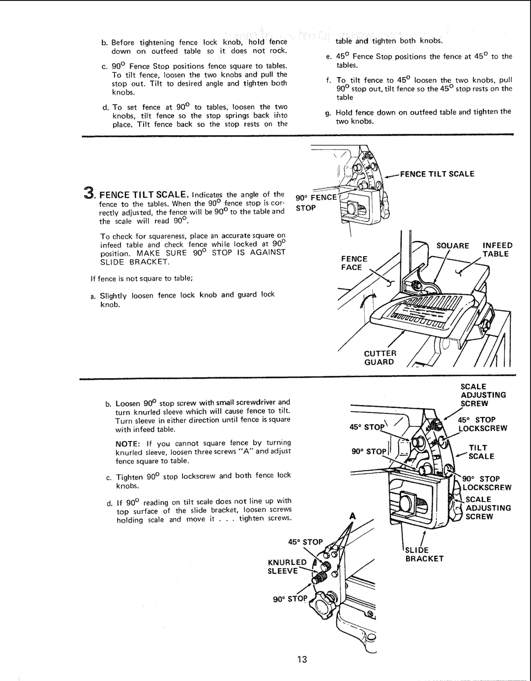 Sears 113.20680, 113.206930 manual 900STOp, Scale, Square Infeed, Knurled 