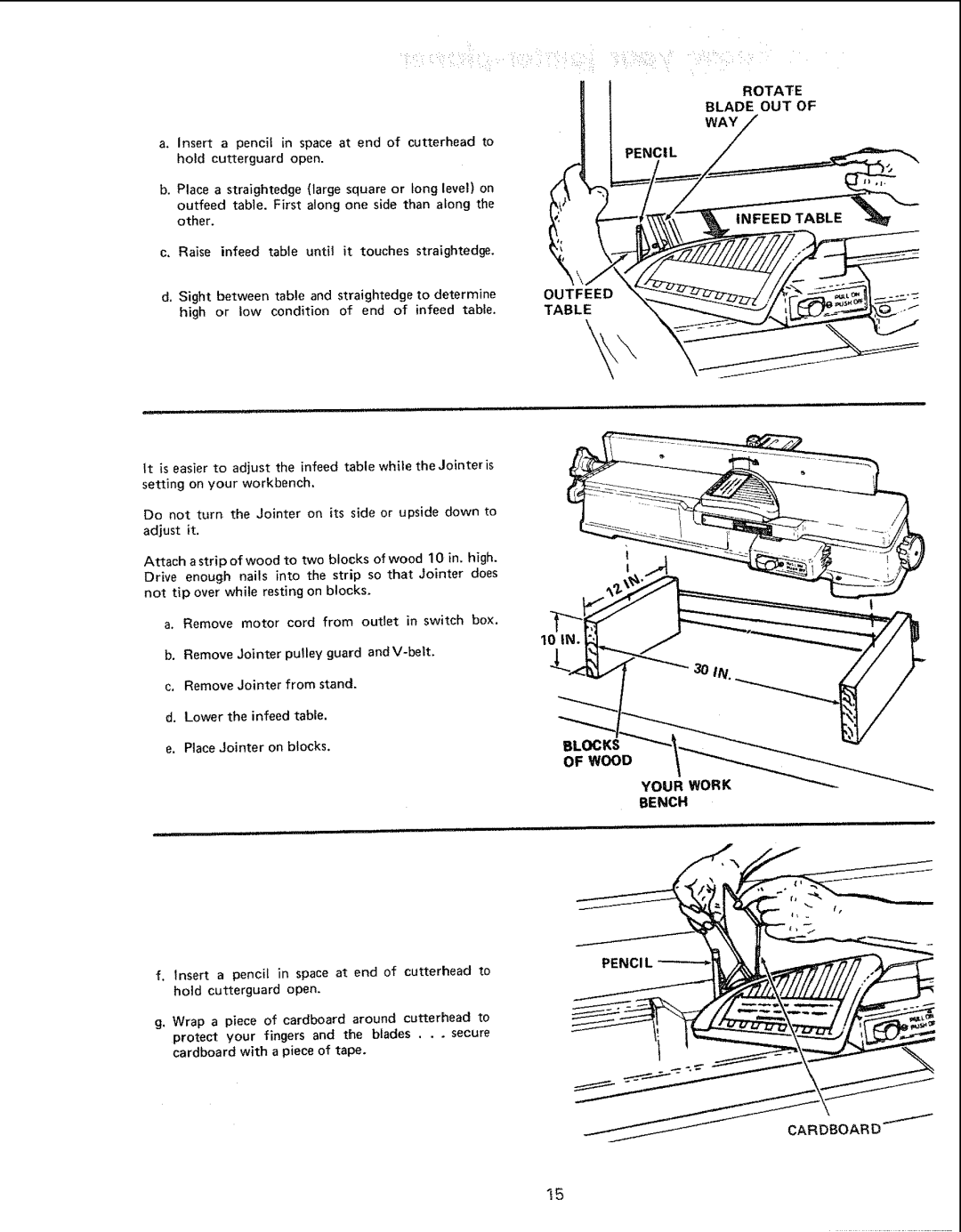 Sears 113.20680, 113.206930 manual IIii?i i, i i/ ii!iiI, Your Work Bench, Cardboard, Rotate Blade OUT Pencil, OU Feed 