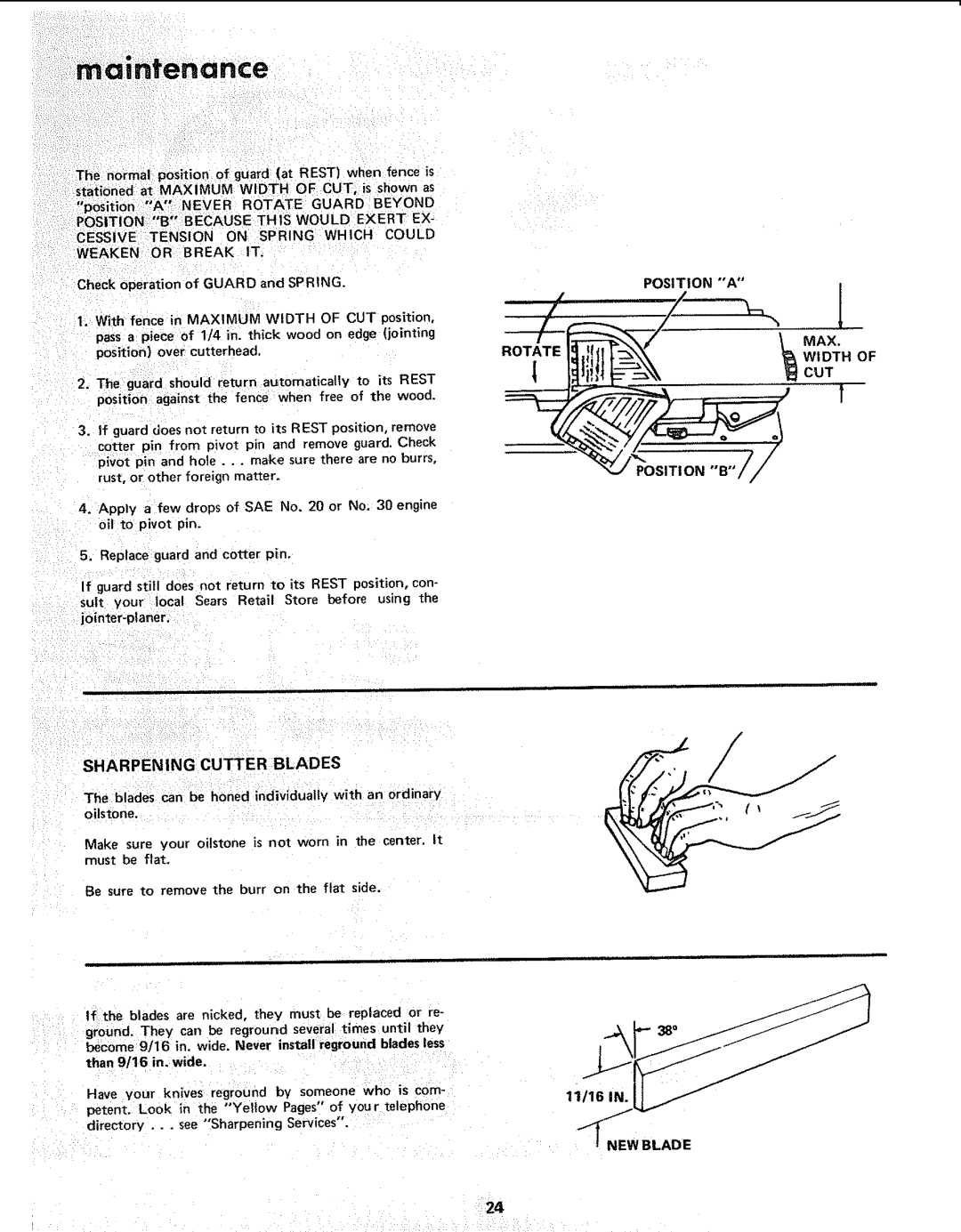 Sears 113.206930, 113.20680 manual Sharpening Cutter Blades, Weaken, Newblade 