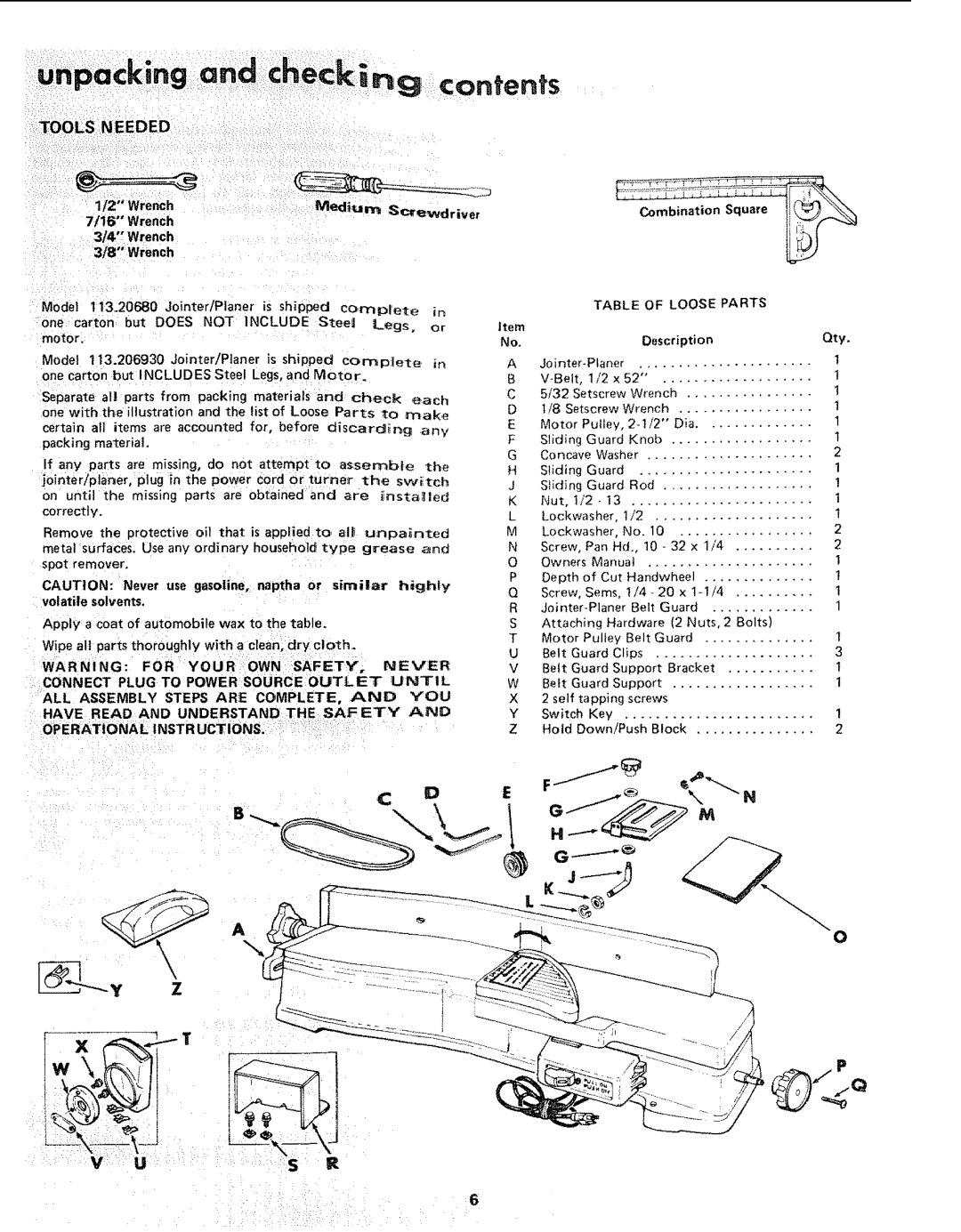 Sears 113.206930, 113.20680 manual For, Power, Until, Assembly Steps are Complete YOU 