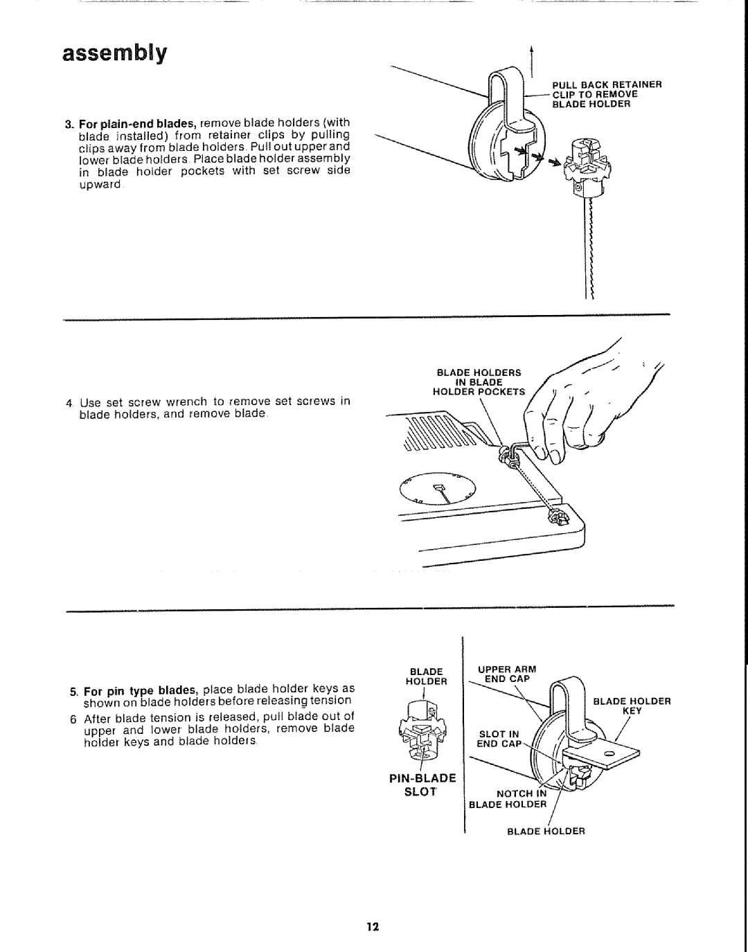 Sears 113.20765 manual Hol .% Ets,,I, PIN-BLADE Slot 