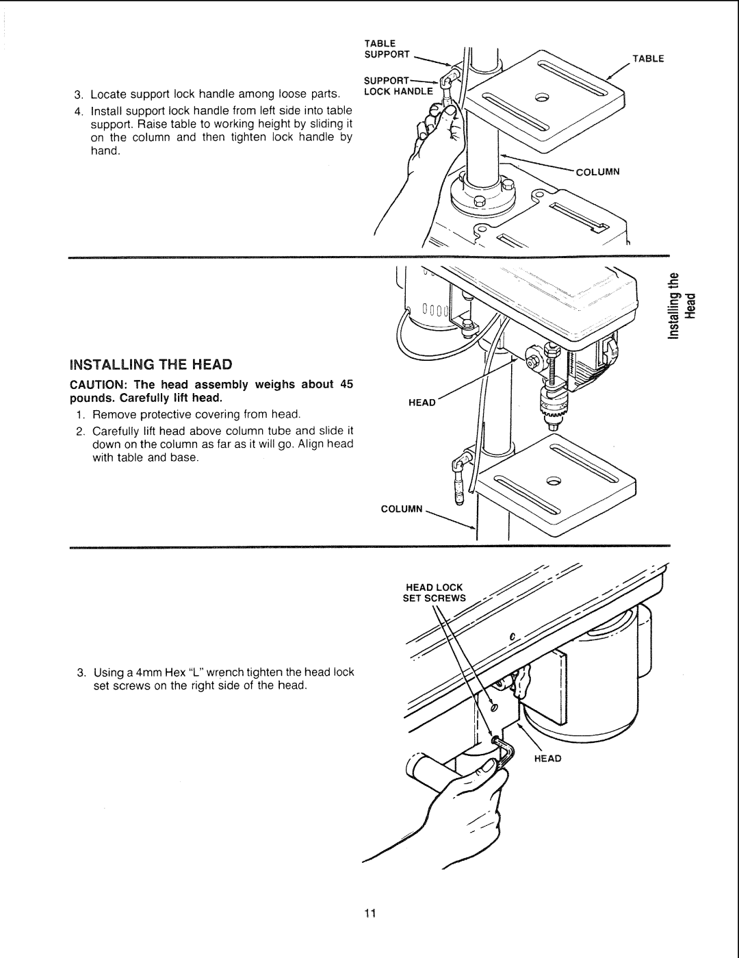 Sears 113.21308 manual INSTALLiNG the Head 