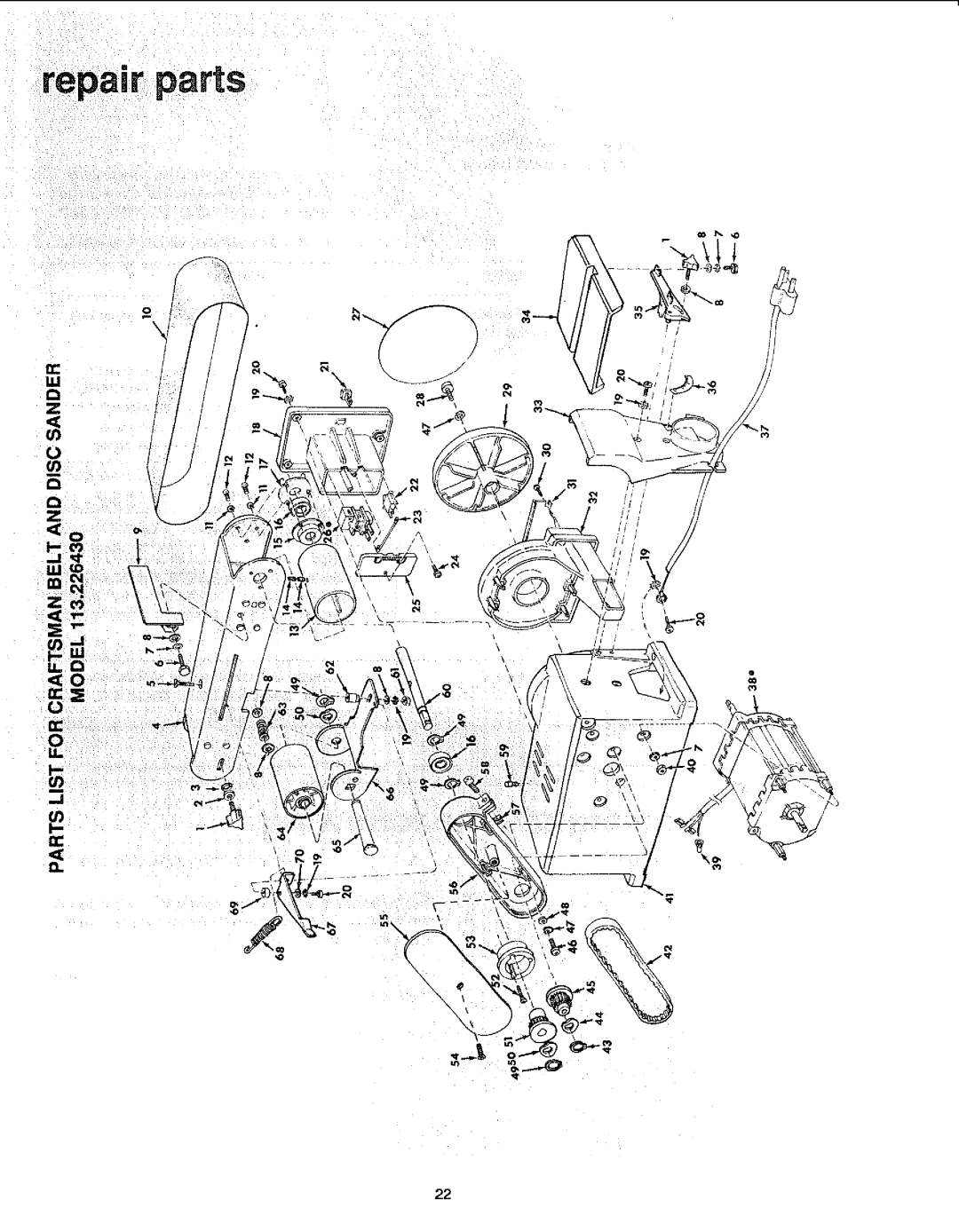 Sears 113.22643 manual Repair parts 