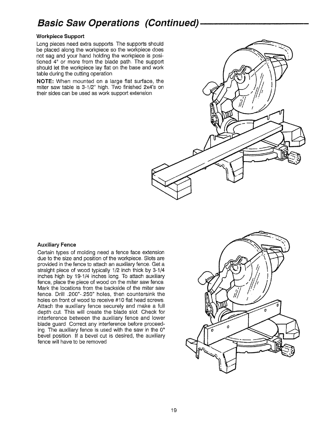 Sears 113.23522, 113=235240 manual Workpiece Support 