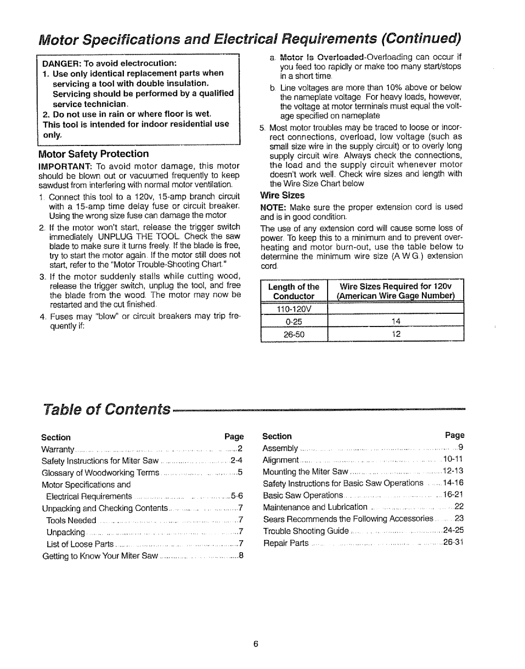 Sears 113=235240, 113.23522 manual Contents 