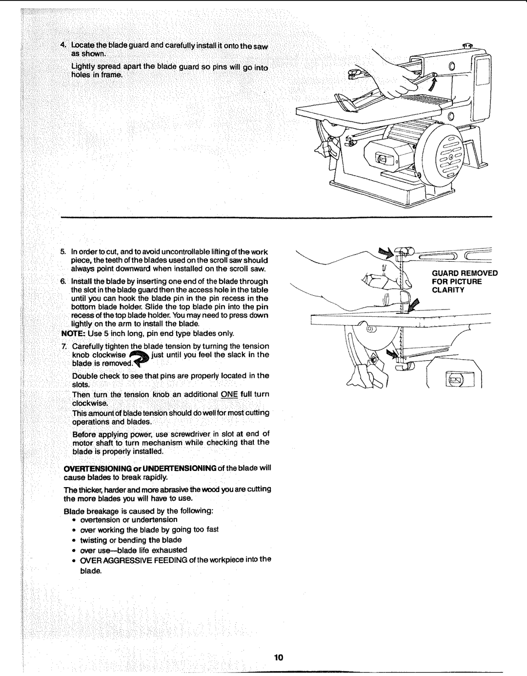 Sears 113.23611 Holes inframe, BefOre applying power, use screwdriver in slot at end, For Picture Guard Removed Clarity 