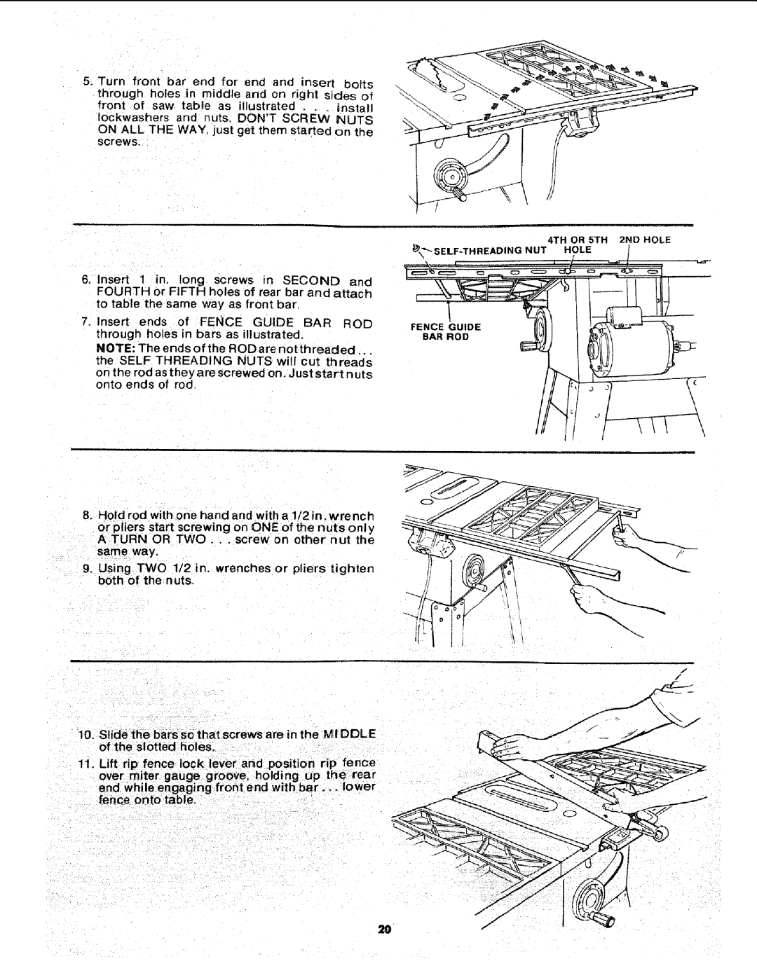 Sears 113.241591 owner manual SELF-THREADING NUT Hole 