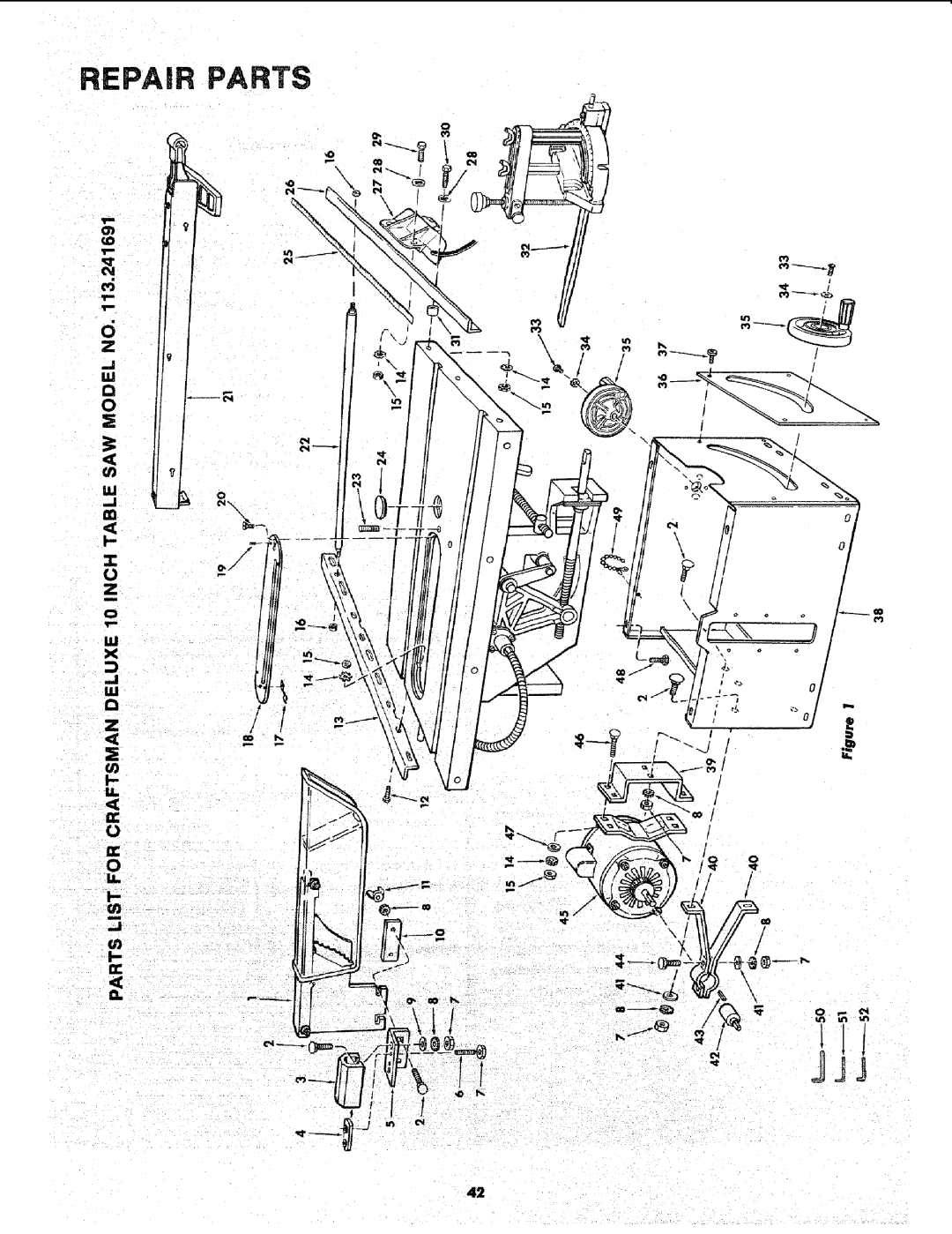 Sears 113.241591 owner manual Repair Parts 