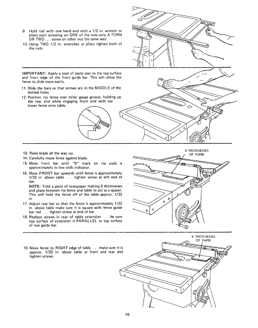 Sears 113242502 owner manual Are, Thicknesses of Paper 