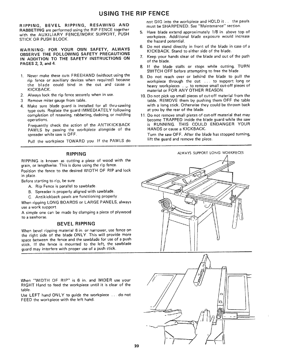 Sears 113242502 owner manual Bevel Ripping, Pages 2, 3, RIPPING, Bevel RIPPING, Resawing 