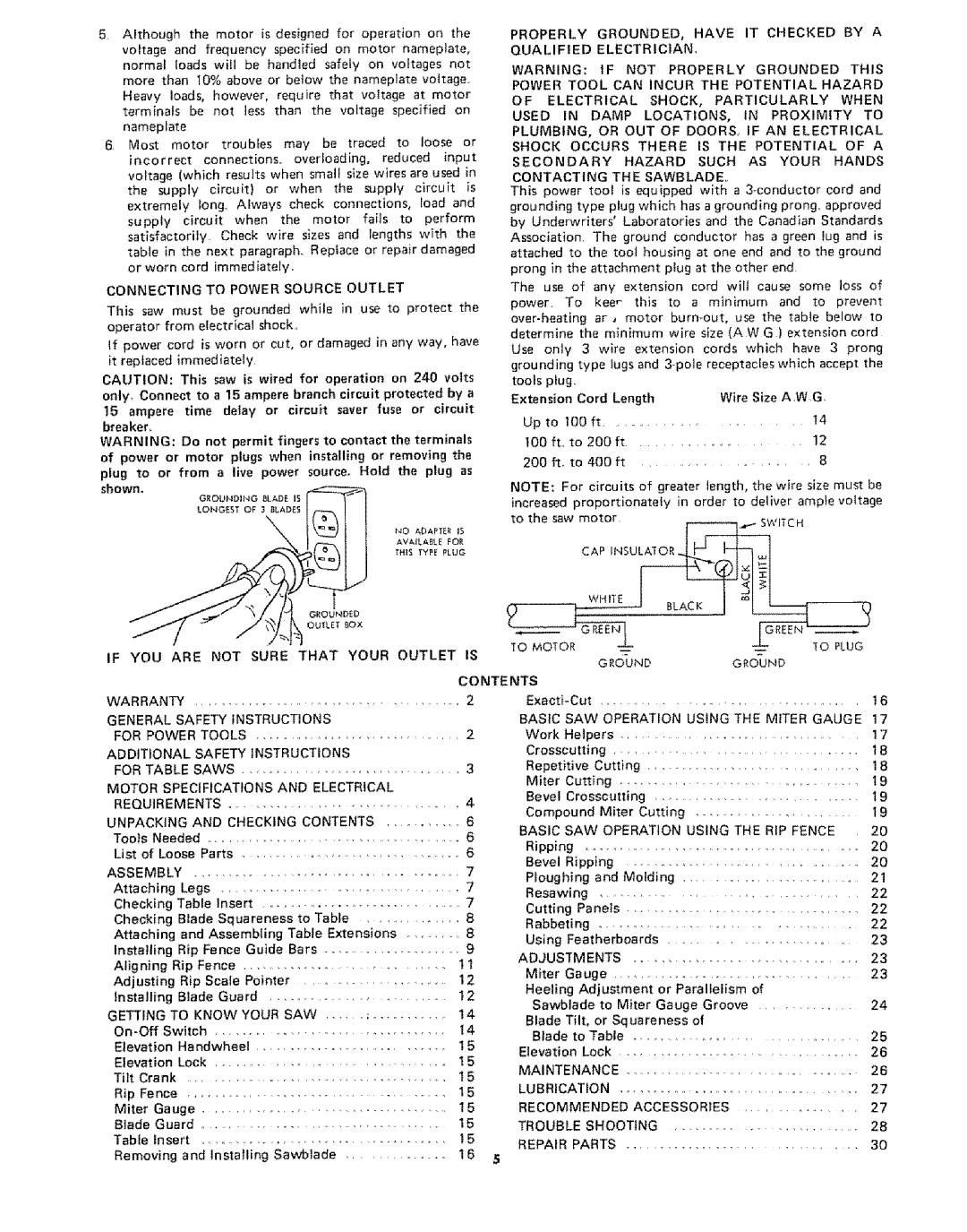 Sears 113242502 owner manual Tools, Lubrication 