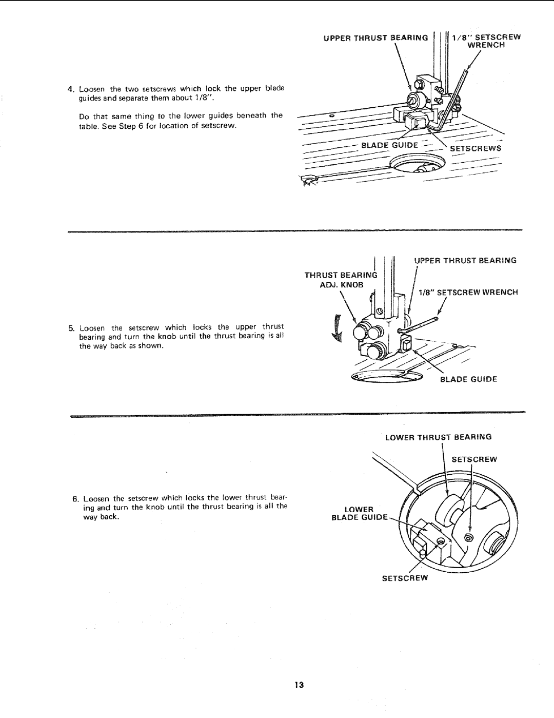 Sears 113.2433 Upper Thrust Bearing Setscrew Wrench, Setscrews, THRUSTBEARIN!i tl / Upper Thrust Bearing, Blade GUIDE-. f 