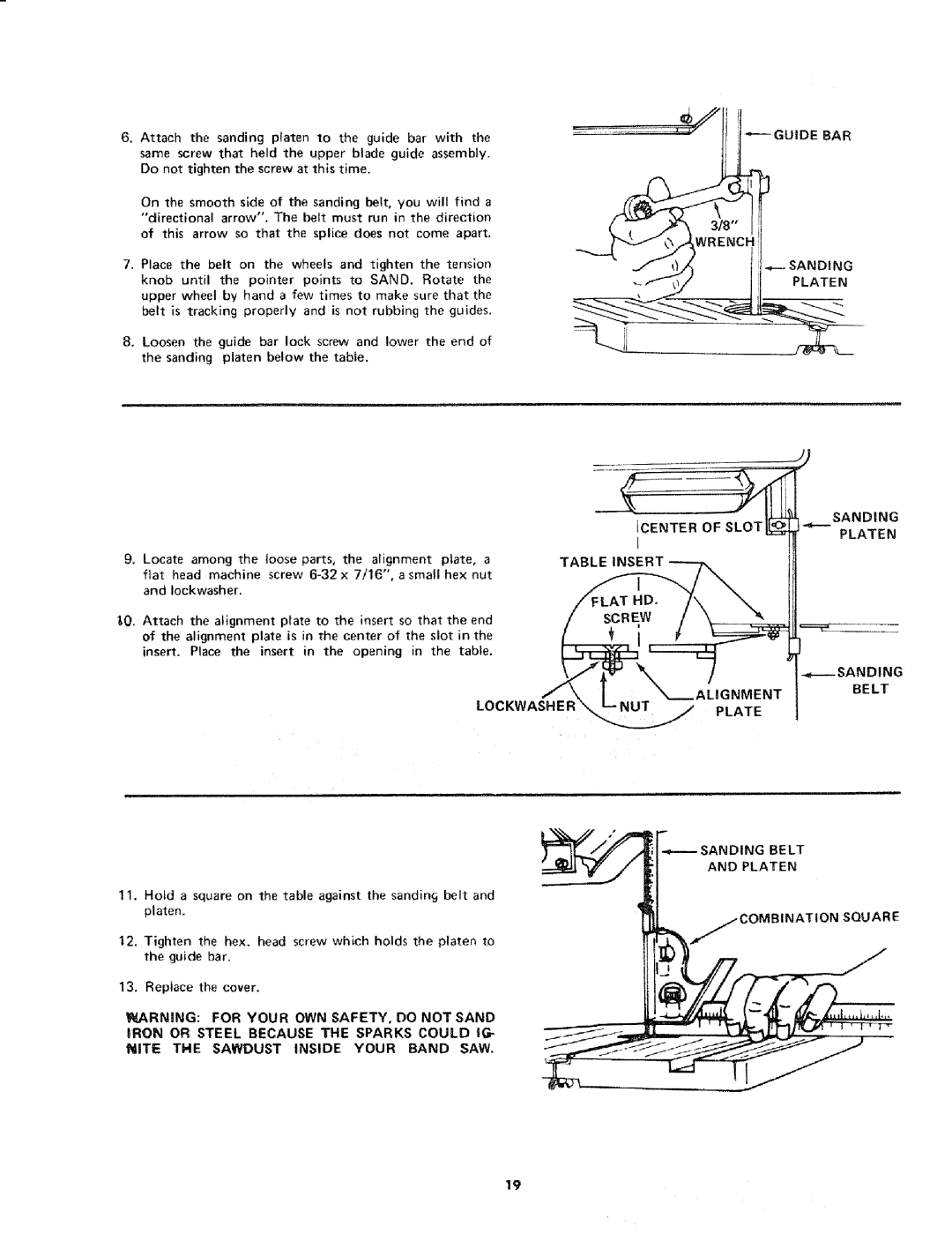 Sears 113.2433 manual Anding, Belt, Sanding Platen, Lockwasher Plate, Sanding be LT 