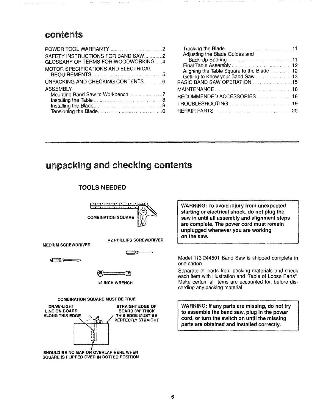 Sears 113.244501 manual ALONO1.,S 