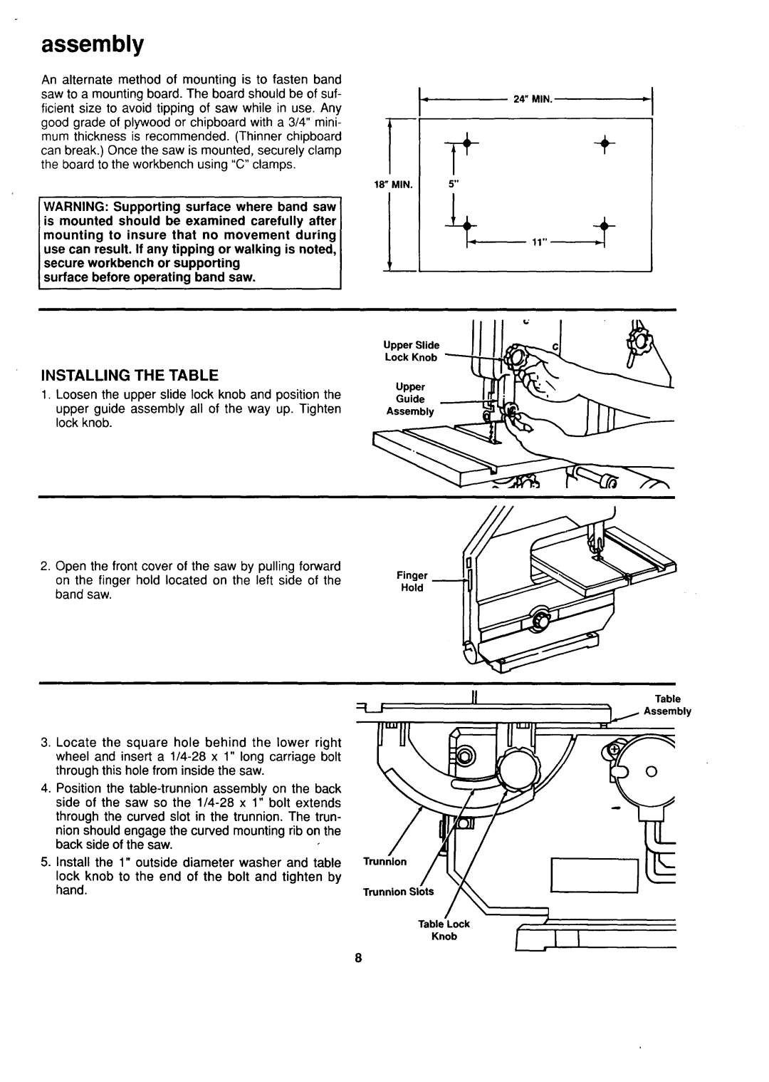 Sears 113.244530 owner manual Tonn,on I J, Installing the Table 