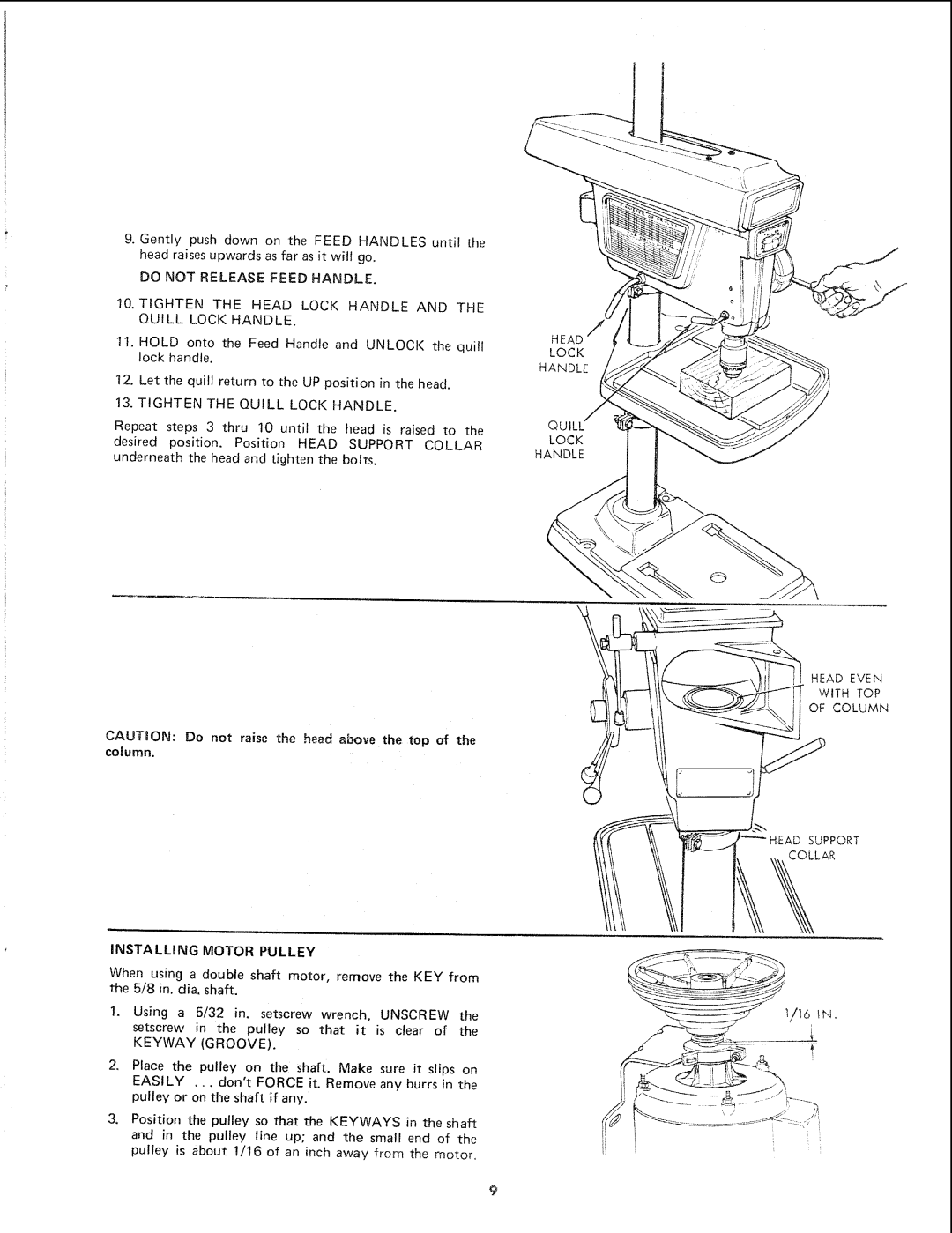 Sears 113.24611 manual Installing Motor Pulley, Keyway Groove 