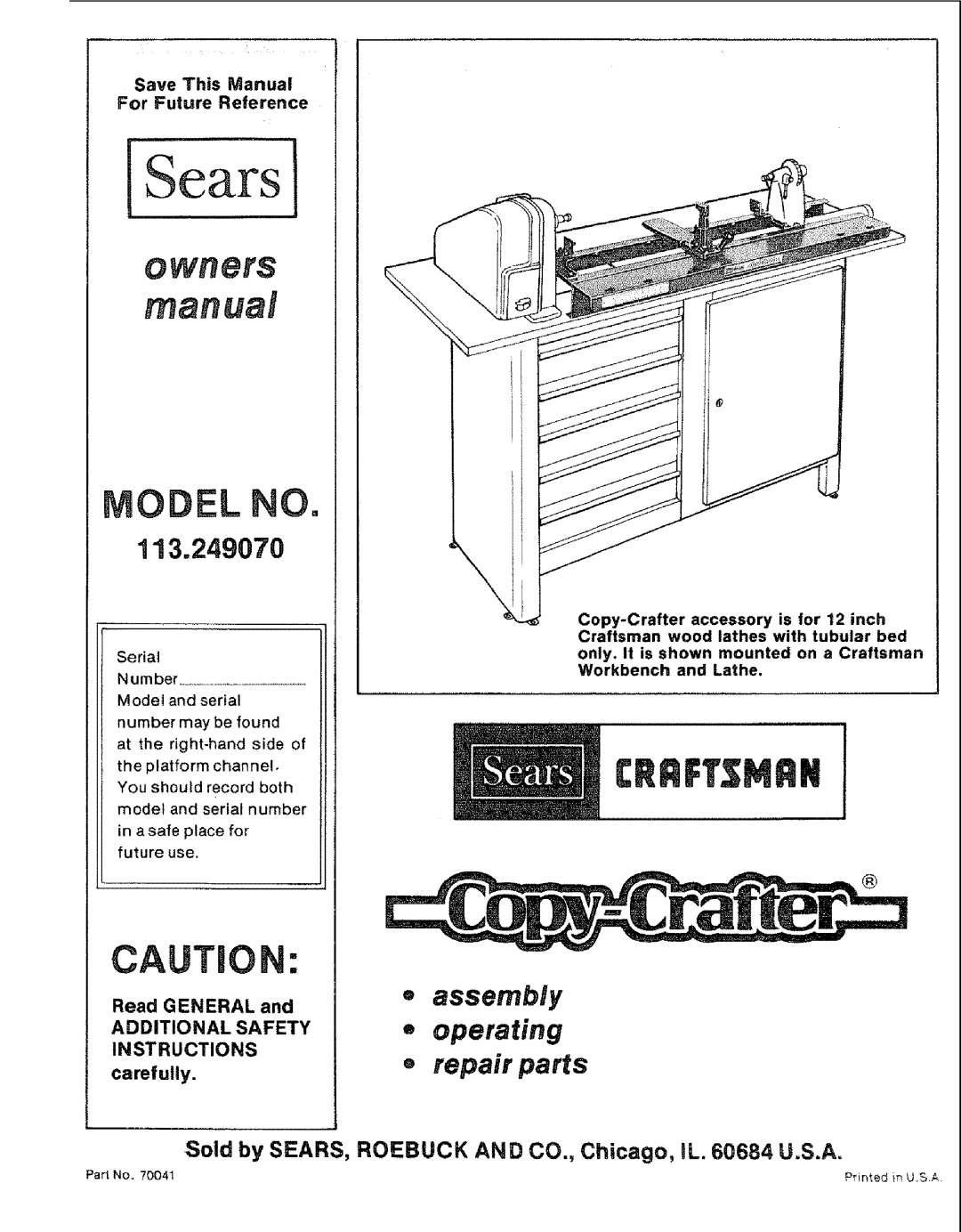 Sears 113.24907 manual ISears, Prinedi US 