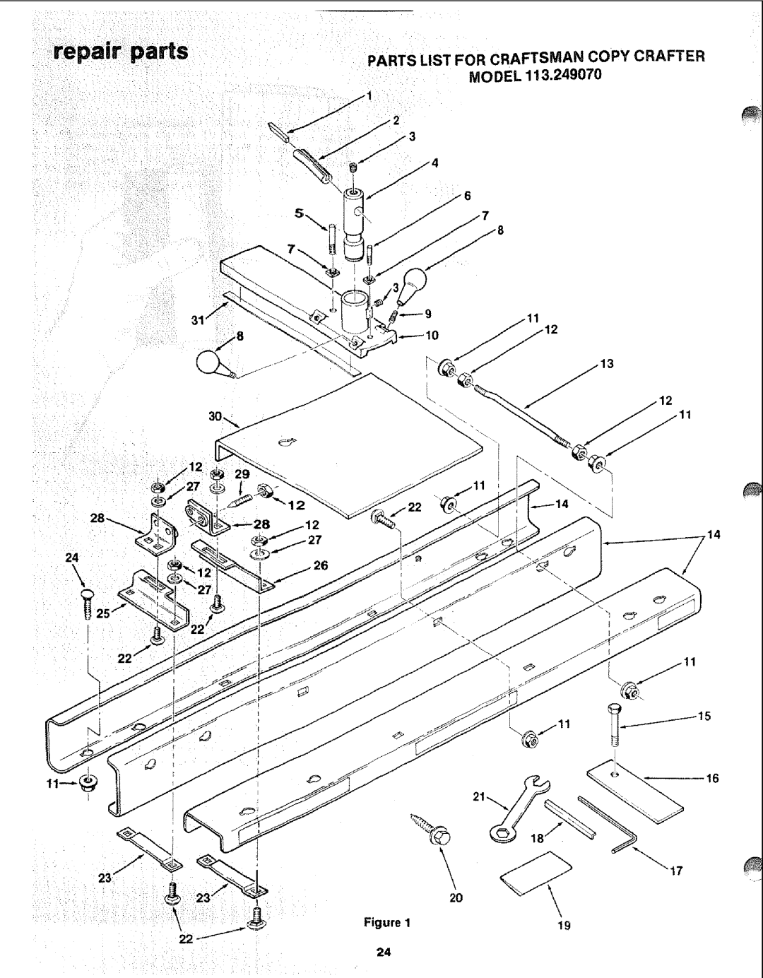 Sears 113.24907 manual Repair parts 