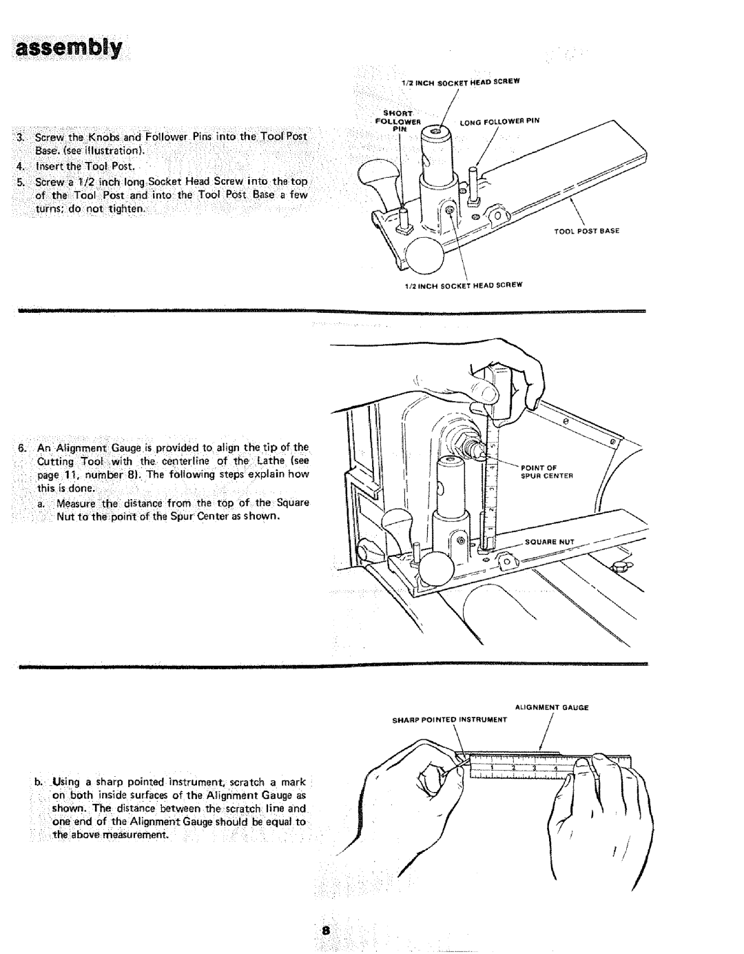 Sears 113.24907 manual Nut t0 the p0irit of the spur Center as shown, Cutting Tliel €nteriine Latle see 