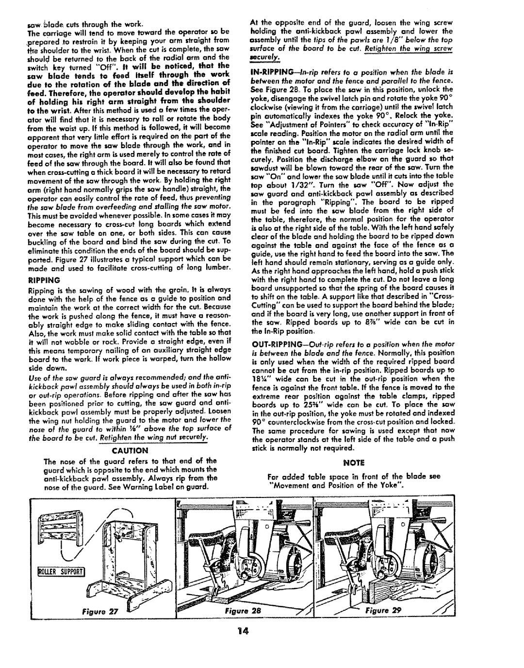 Sears 113.29003 operating instructions Ripping, Nose of the guard to within above the top surface 