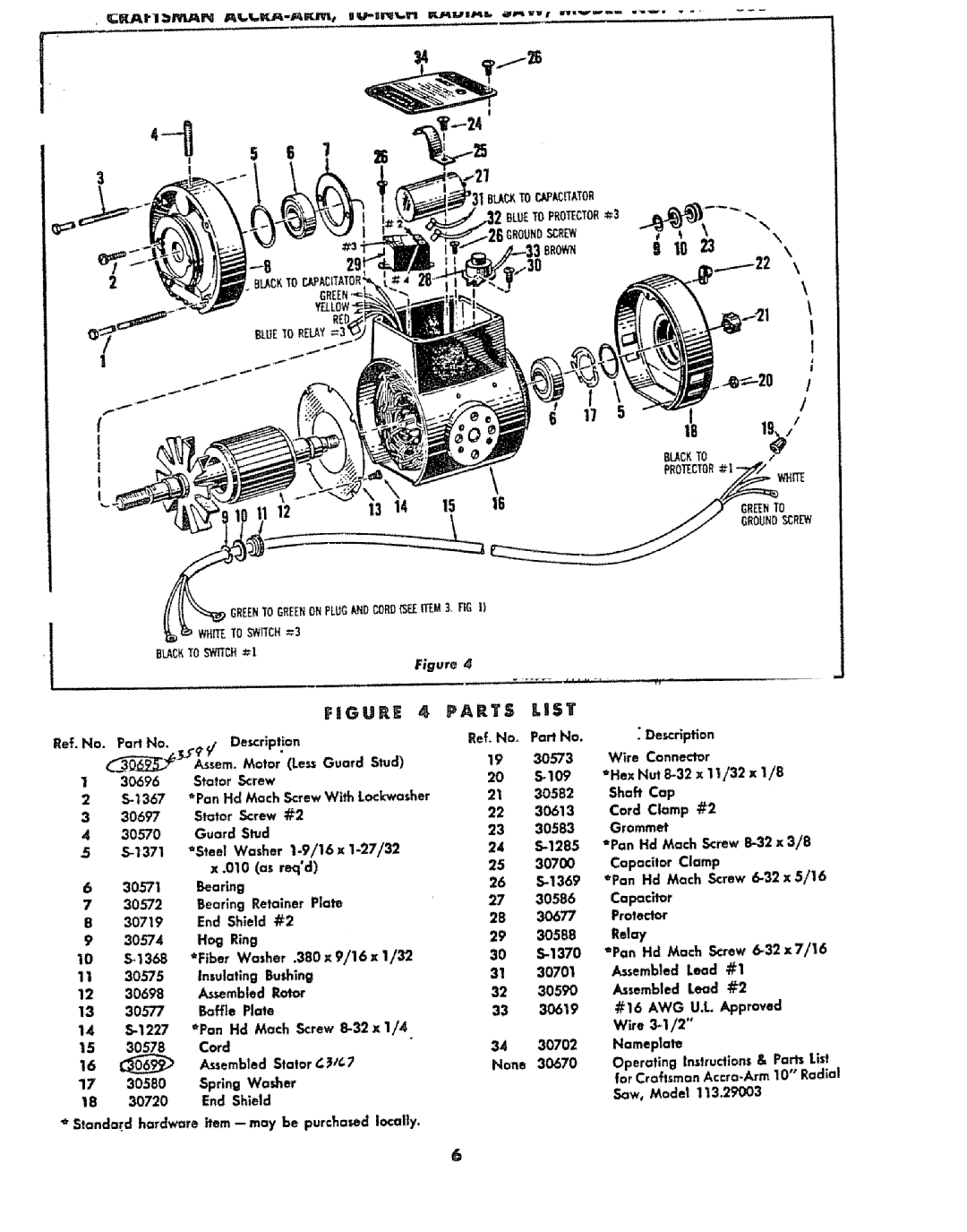 Sears 113.29003 operating instructions Parts, LiST, WL,o S-1/2 