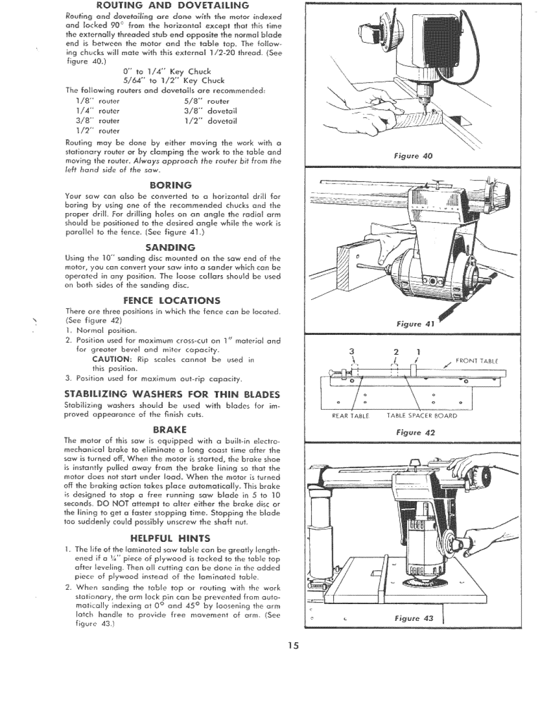 Sears 113.2941 manual Routing and Dovetailng, Boring, Jence Locations 