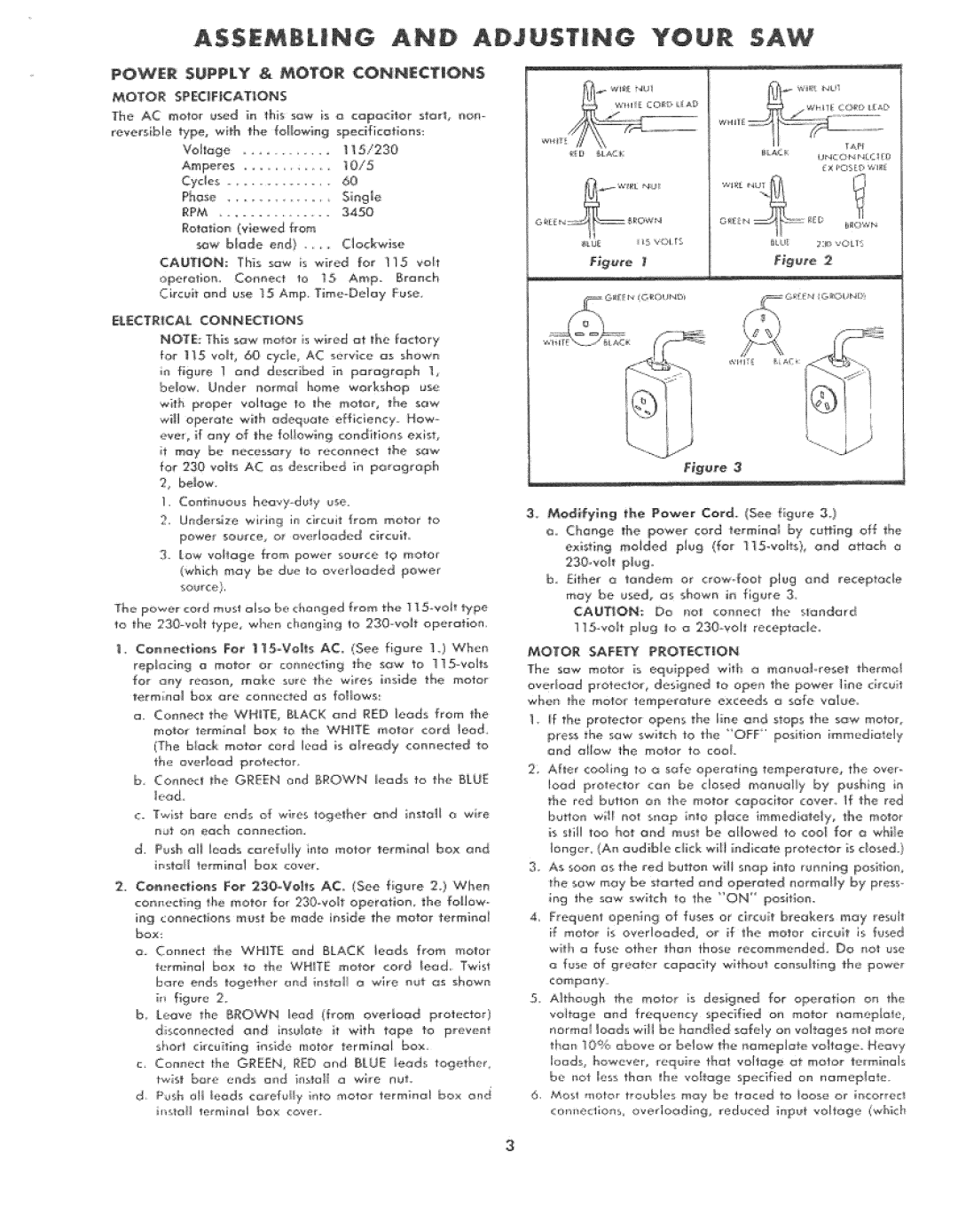 Sears 113.2941 manual When, OpenAng at, Aot, Motor Safety ROT£¢TION 