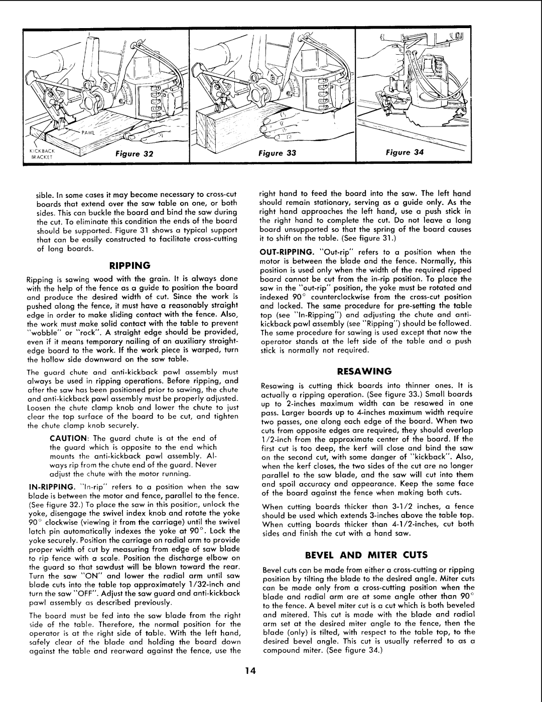 Sears 113.2945 owner manual Ripping, Bevel and Miter Cuts 