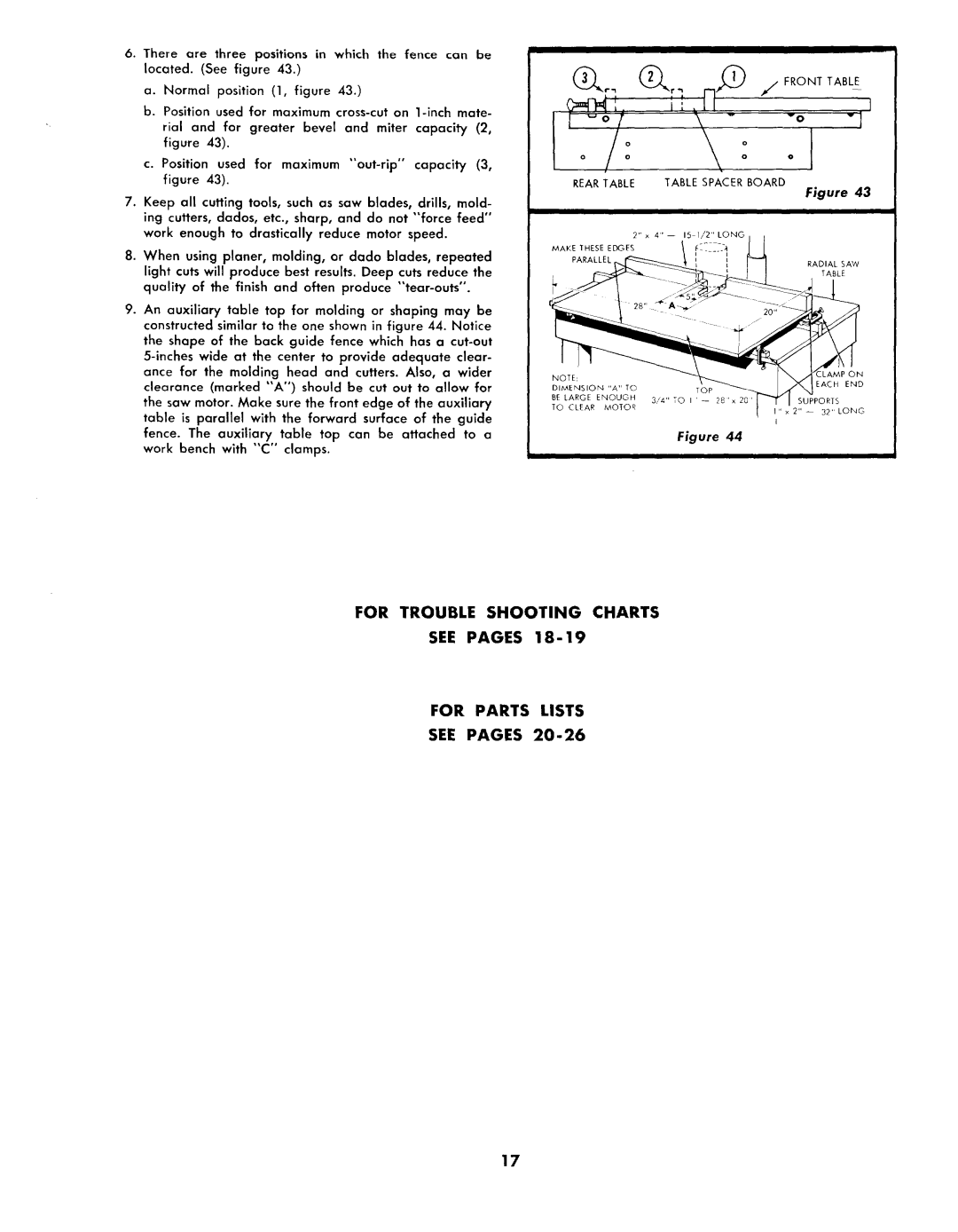 Sears 113.2945 owner manual IiI, For Trouble Shooting Charts See Pages For Parts Lists 