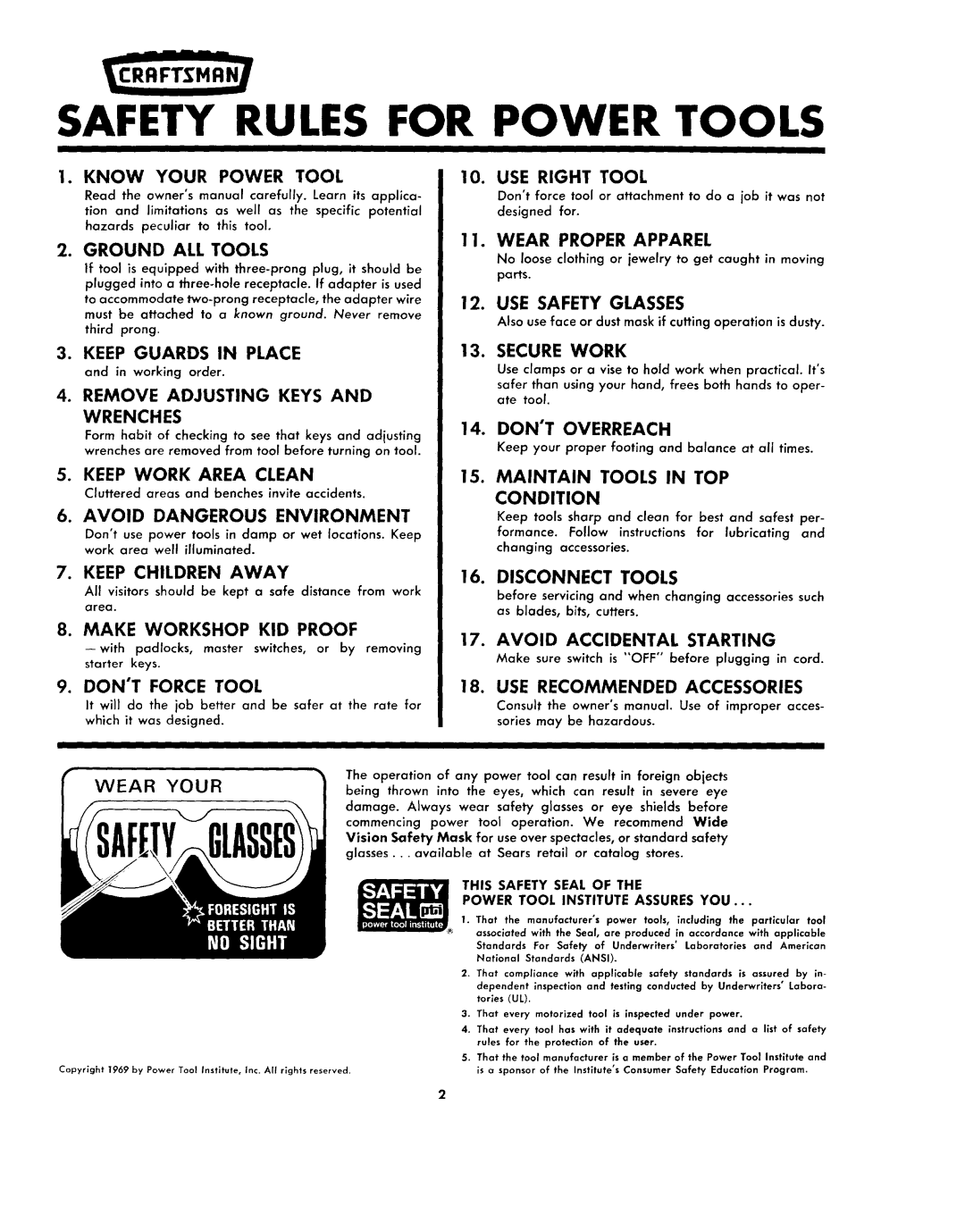 Sears 113.2945 owner manual Remove Adjusting Keys and Wrenches, Avoid Accidental Starting, Force 