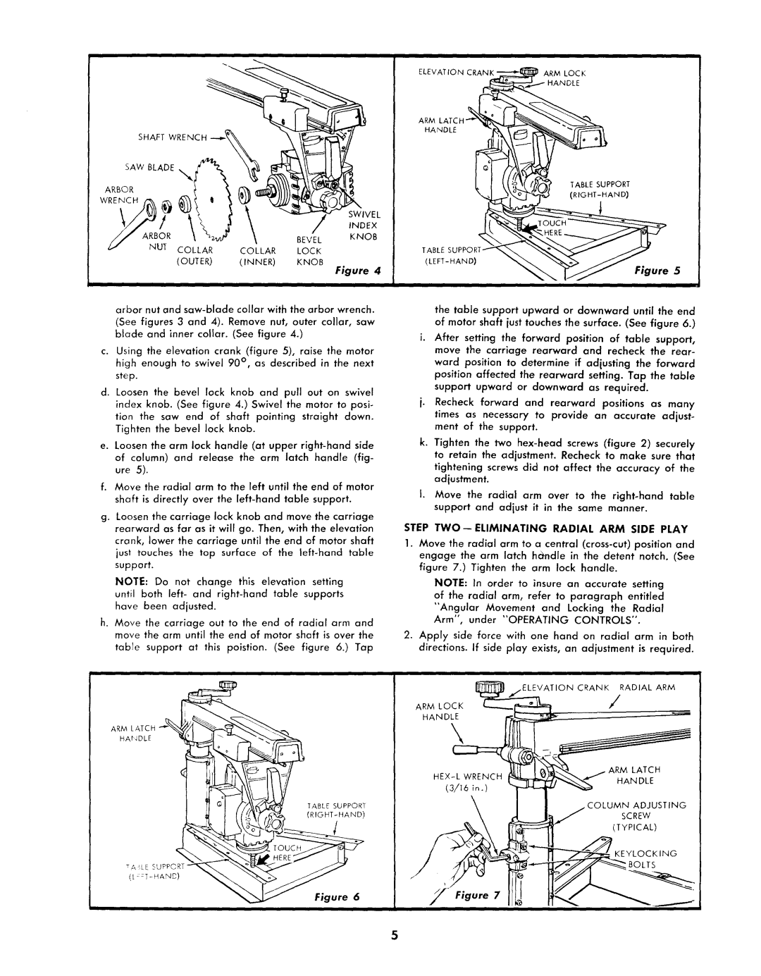 Sears 113.2945 owner manual AR or, Step TWO--ELIMINATING Radial ARM Side Play 