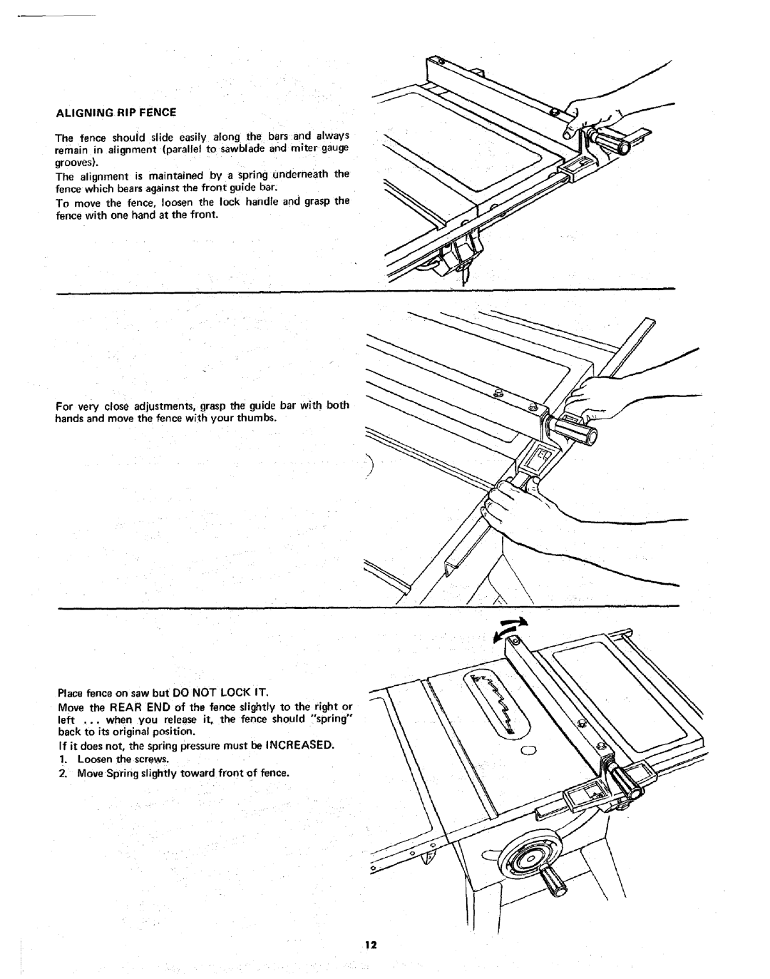 Sears 113.298141 owner manual Aligning RIP Fence 