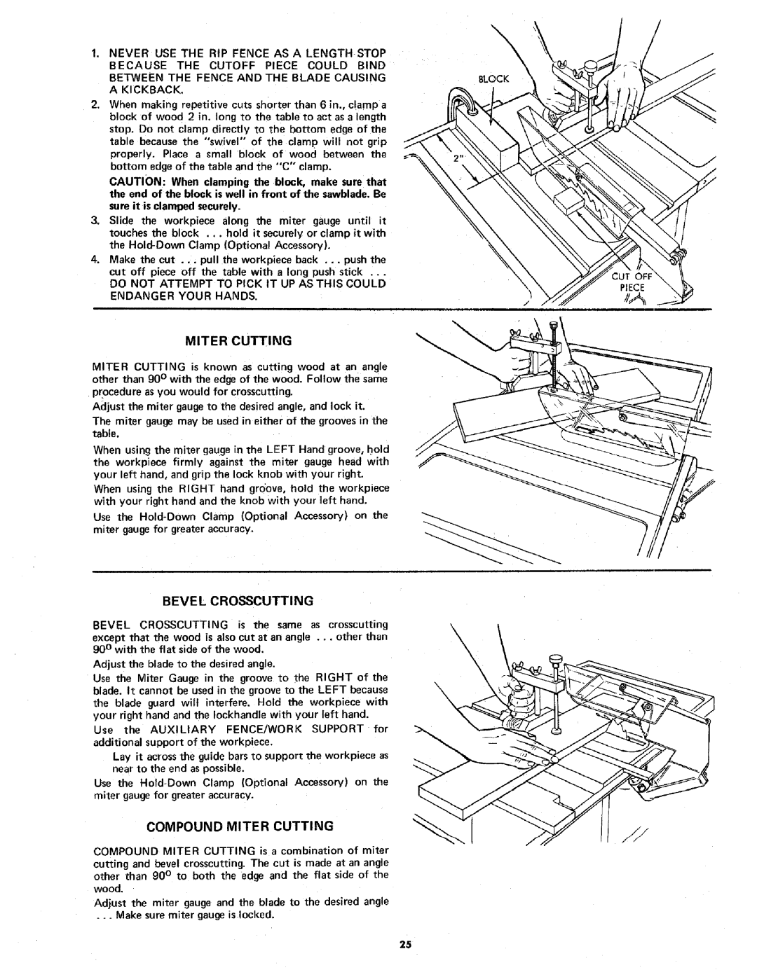 Sears 113.298141 owner manual Compound Miter Cutting 