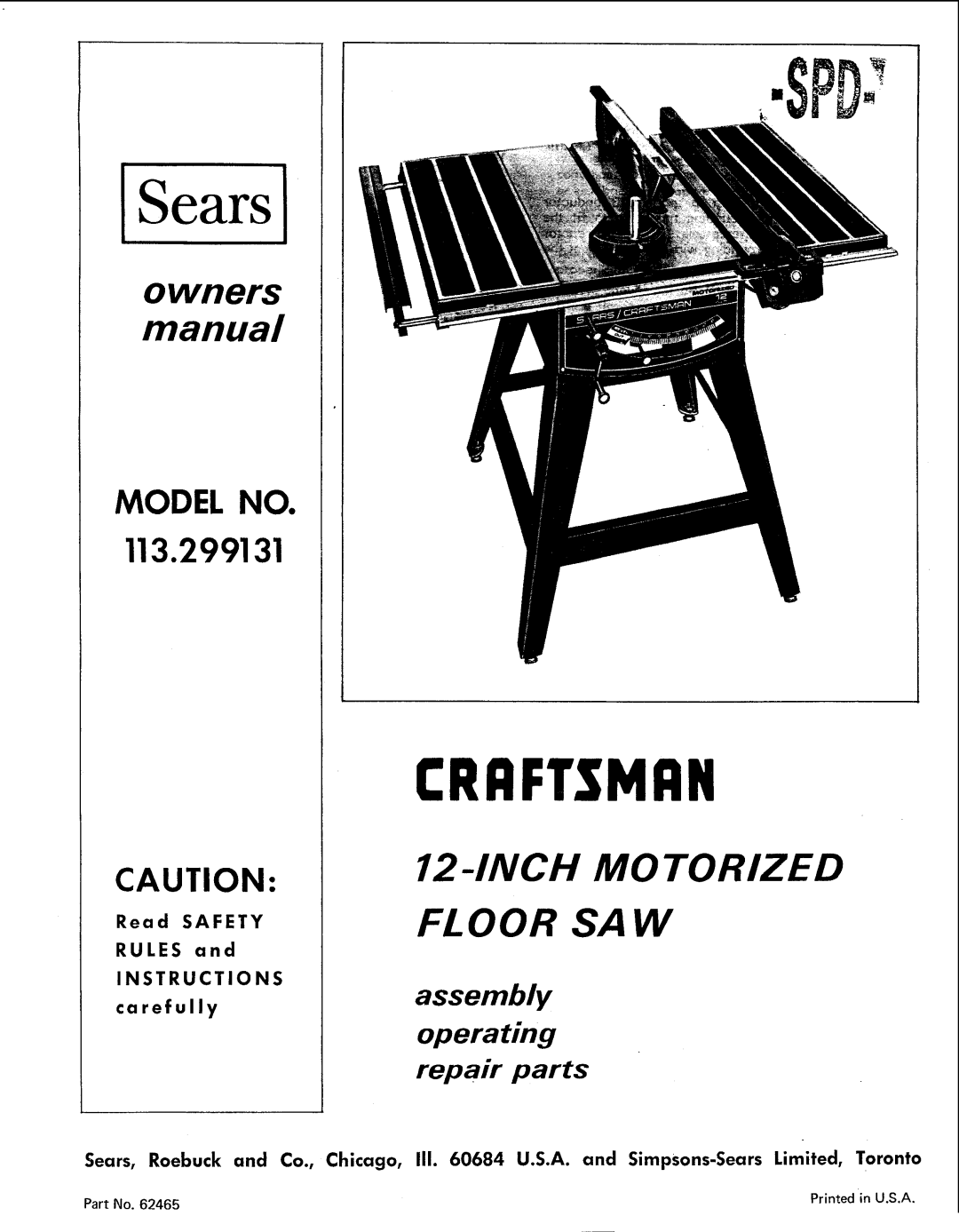 Sears 113.299131 owner manual Sears 