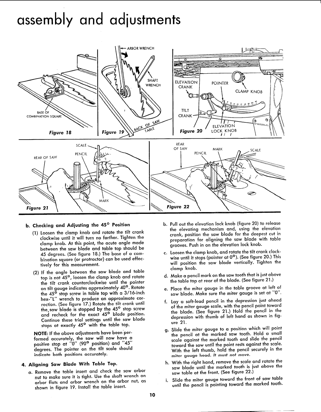 Sears 113.299131 owner manual Assembly and adjustments 