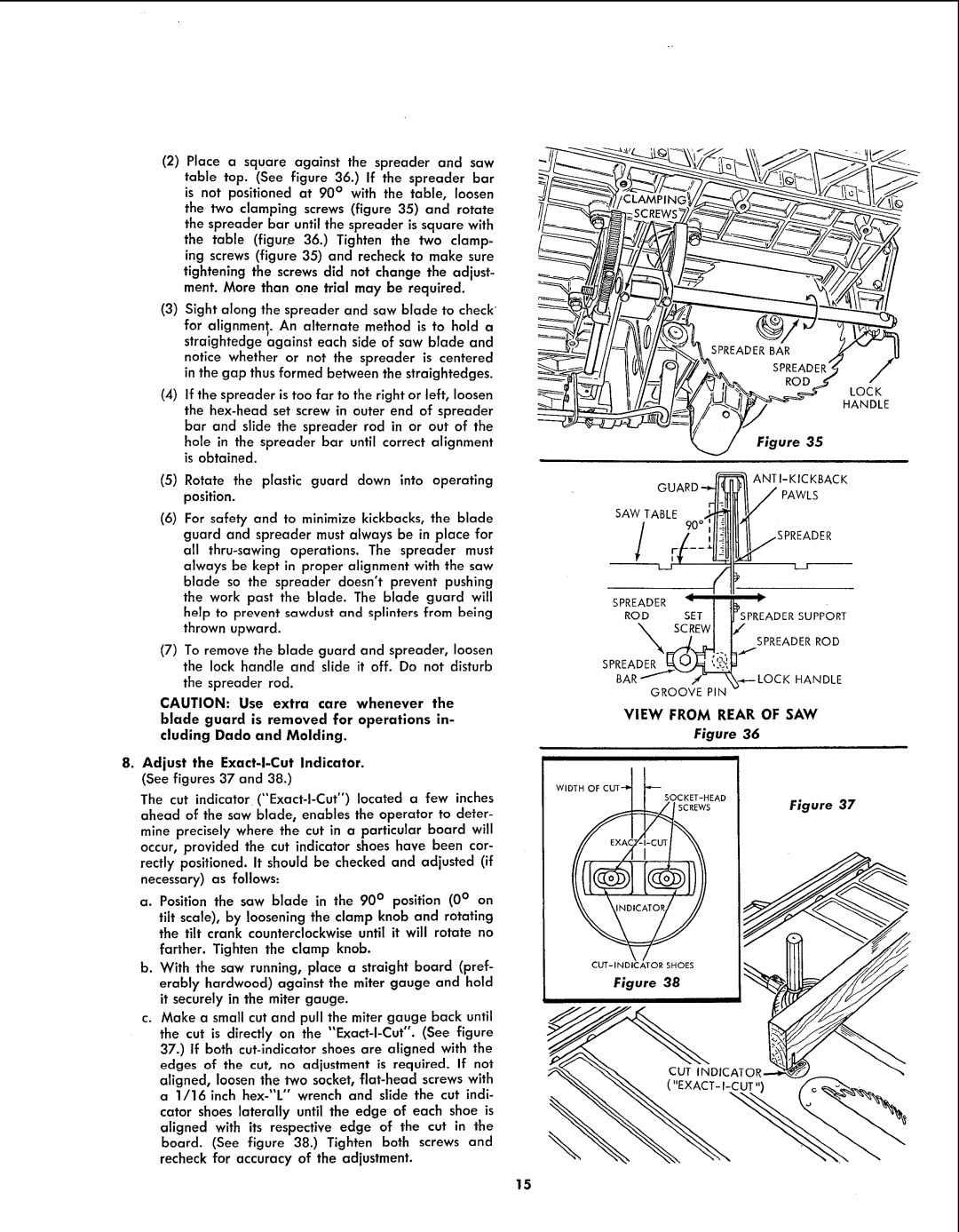 Sears 113.299131 owner manual LI Spreaerrd, View from Rear of SAW 